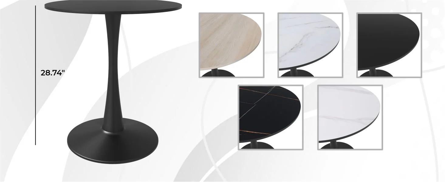Leisyremod Bristol 24" Round Dining Table Black base with Black top