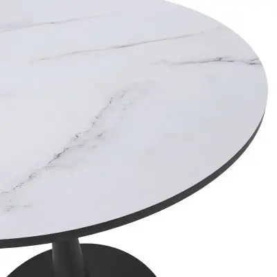 Bristol 24" round dining table Black base with marbled MDF top