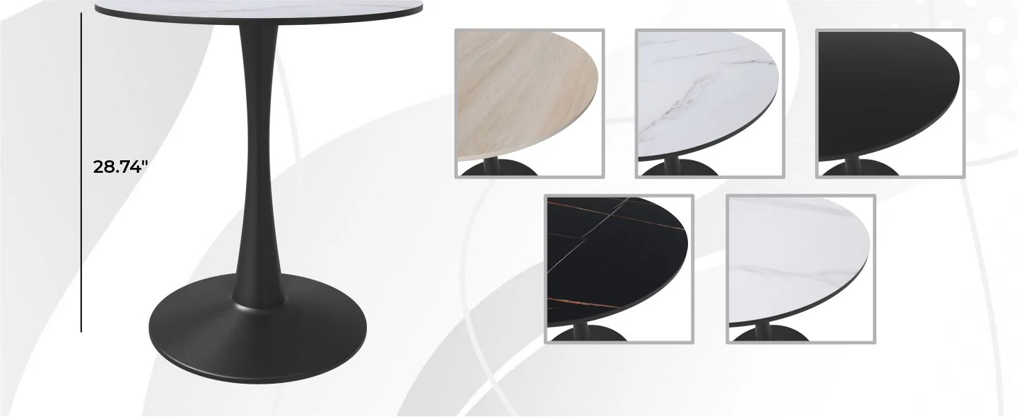 Leisyremod Bristol 24" Round Dining Table Black base with White top