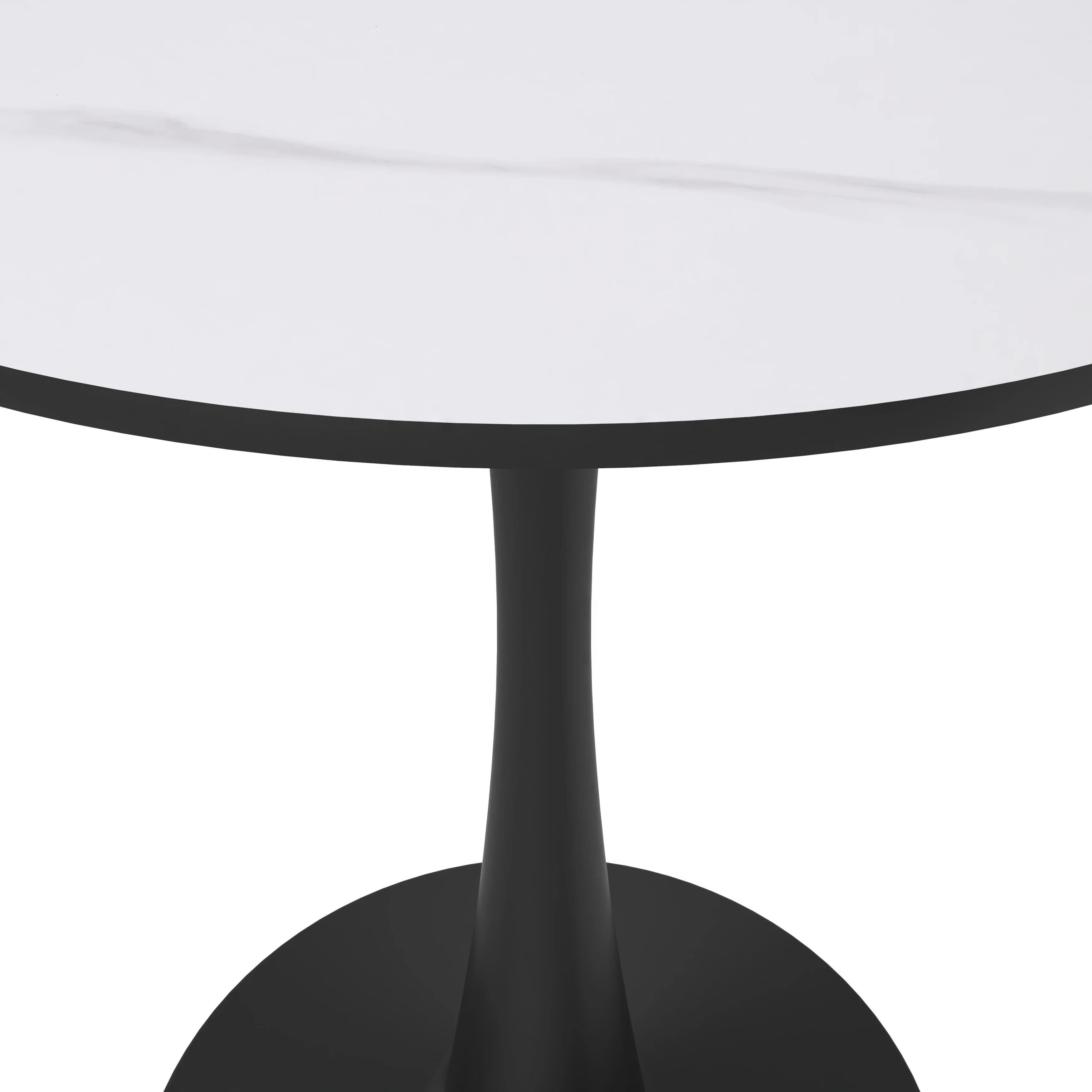 Bristol 24 round dining table Black base with White Sintered stone Top