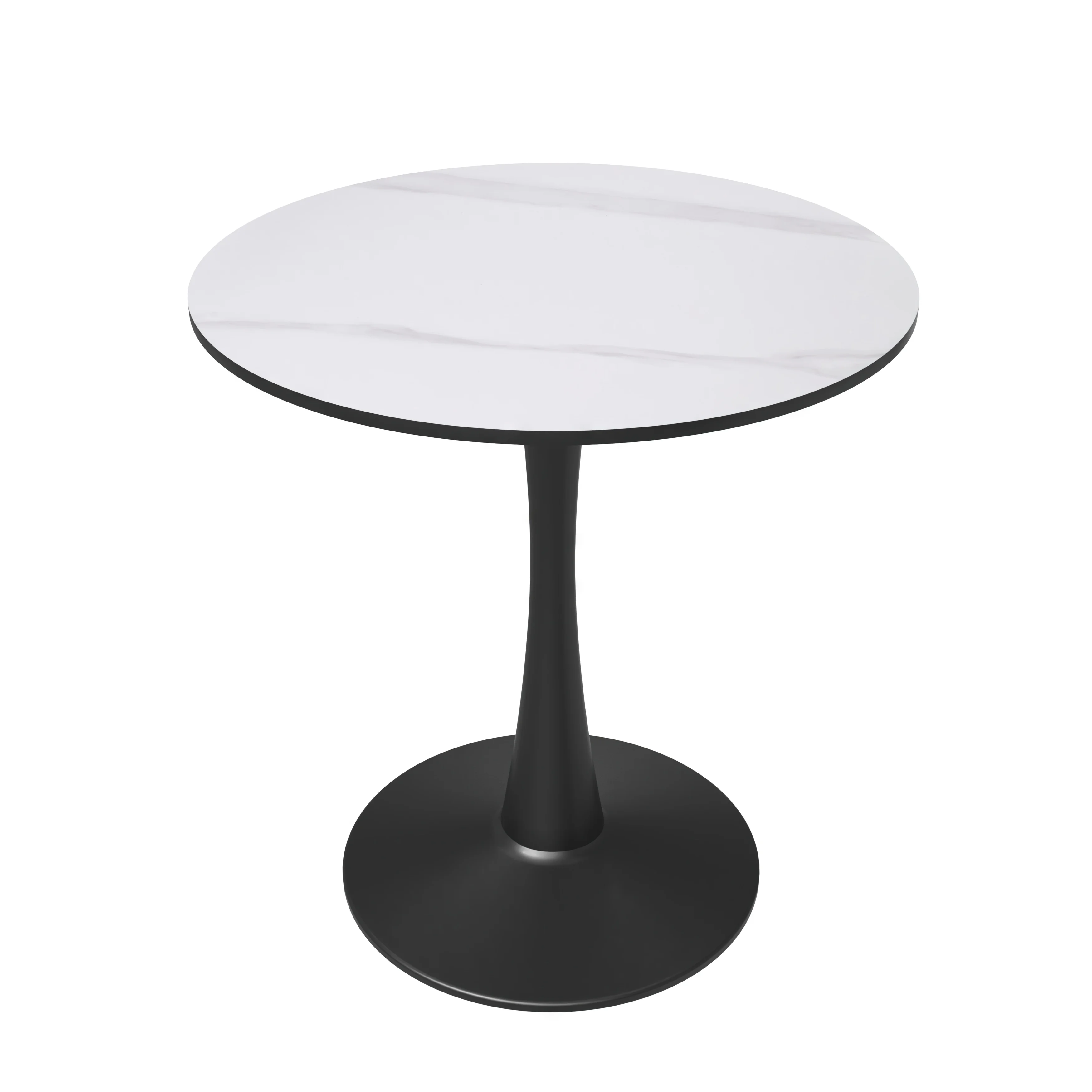Bristol 24 round dining table Black base with White Sintered stone Top