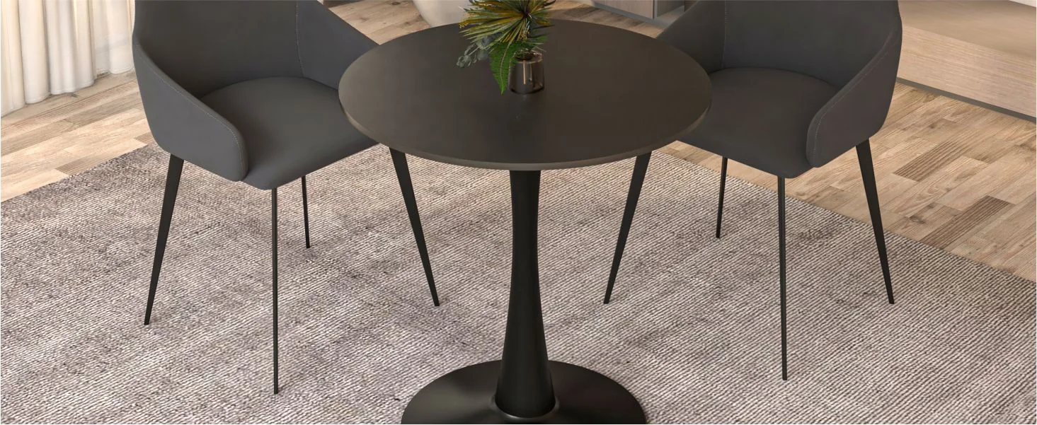 Leisyremod Bristol 27" Round Dining Table Black base with Black top