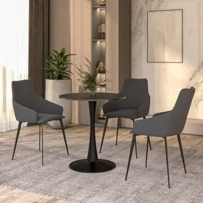Leisyremod Bristol 27" Round Dining Table Black base with Black top