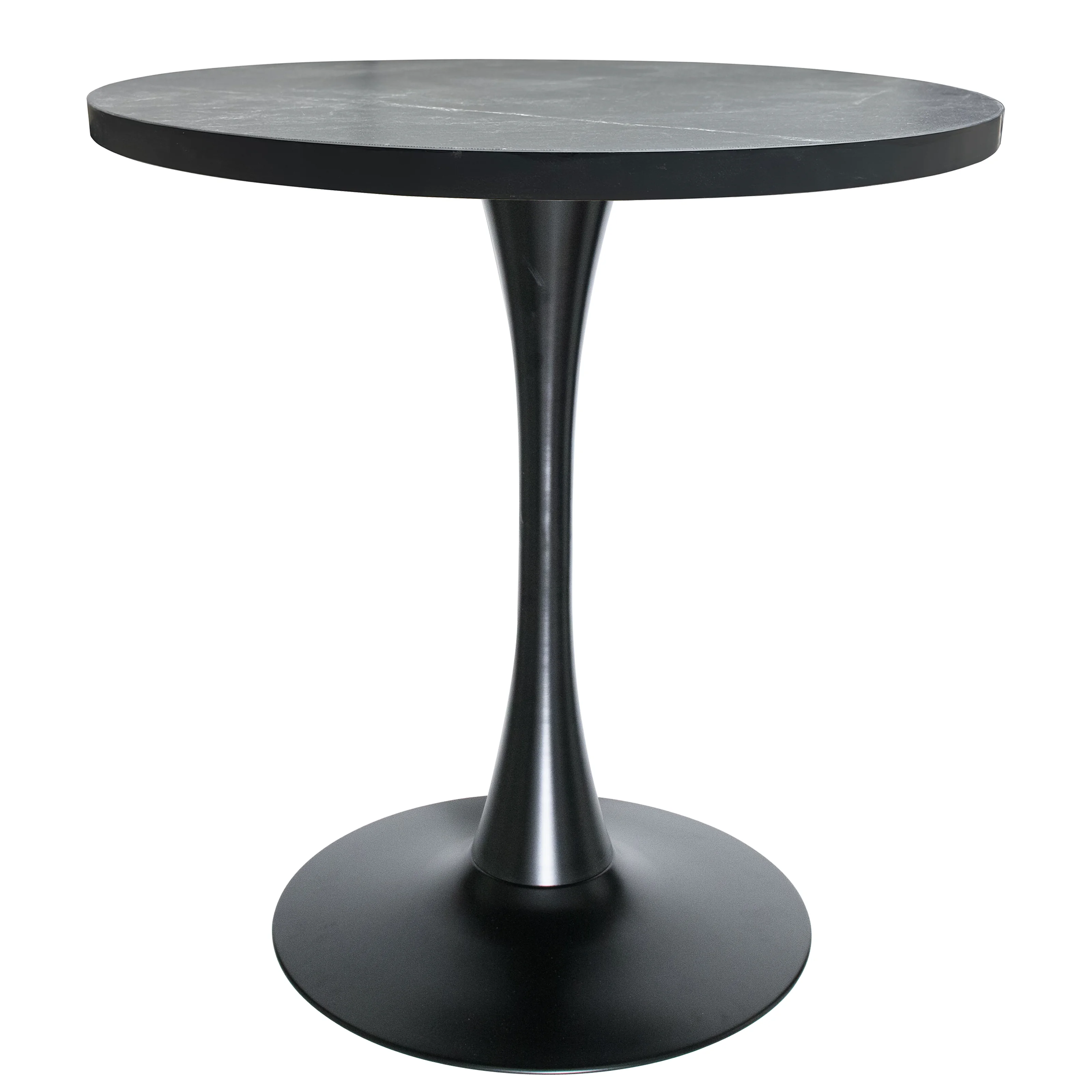 Bristol Dining table, Black Base with 27 Round Marbleized Black MDF top