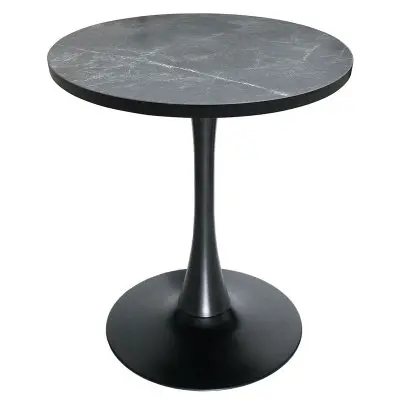 Bristol Dining table, Black Base with 27 Round Marbleized Black MDF top