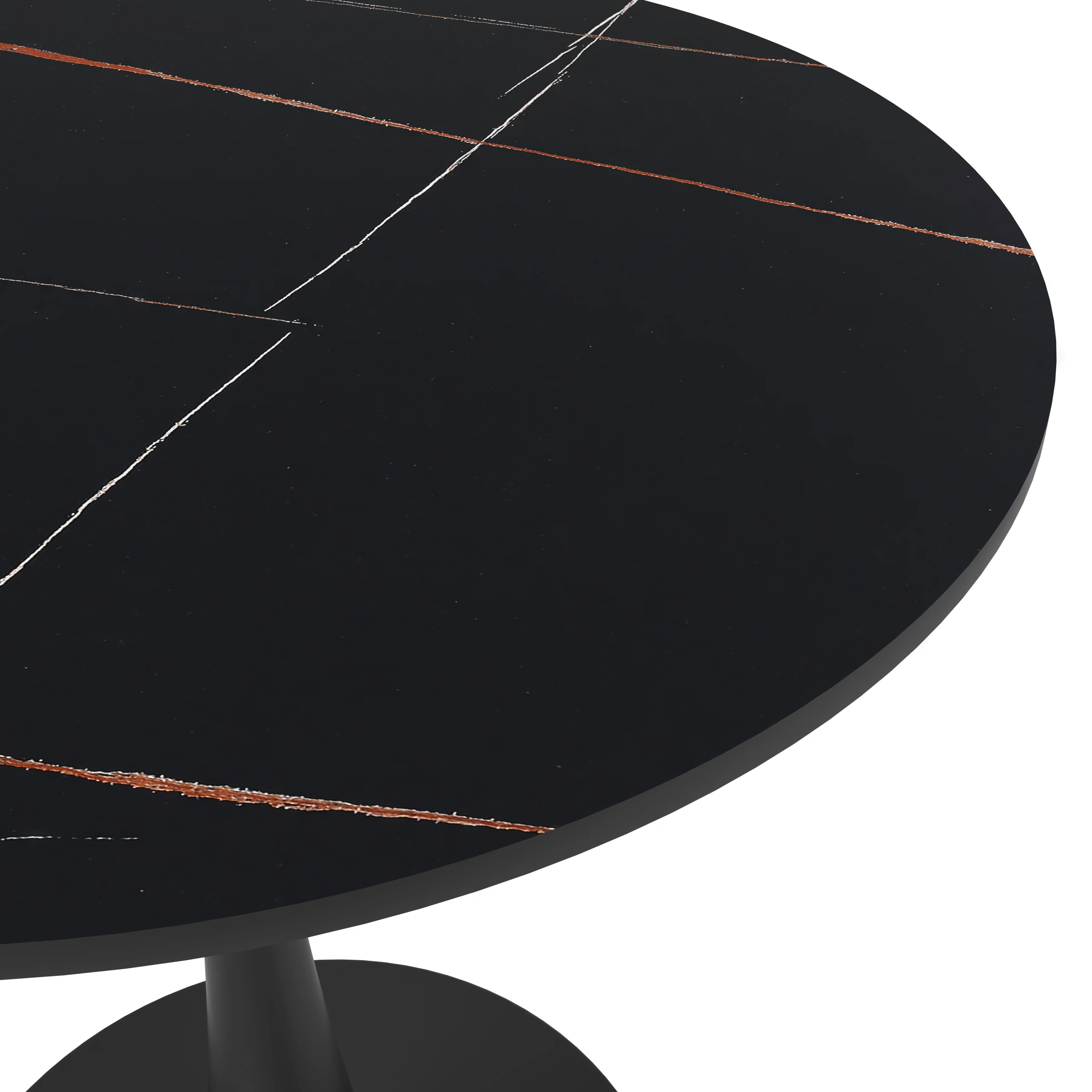 Bristol 27 round dining table Black base with Black Sintered stone Top