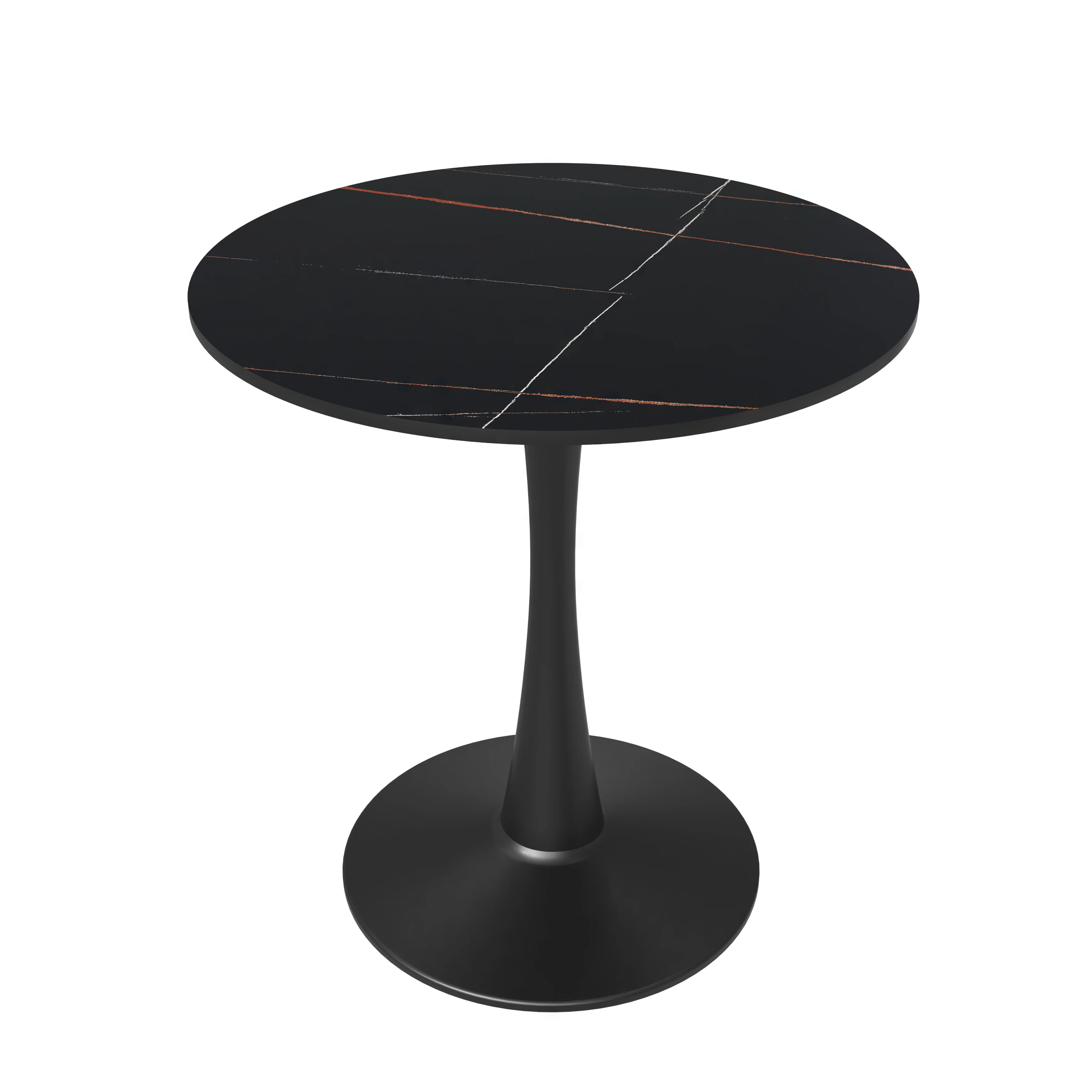Bristol 27 round dining table Black base with Black Sintered stone Top