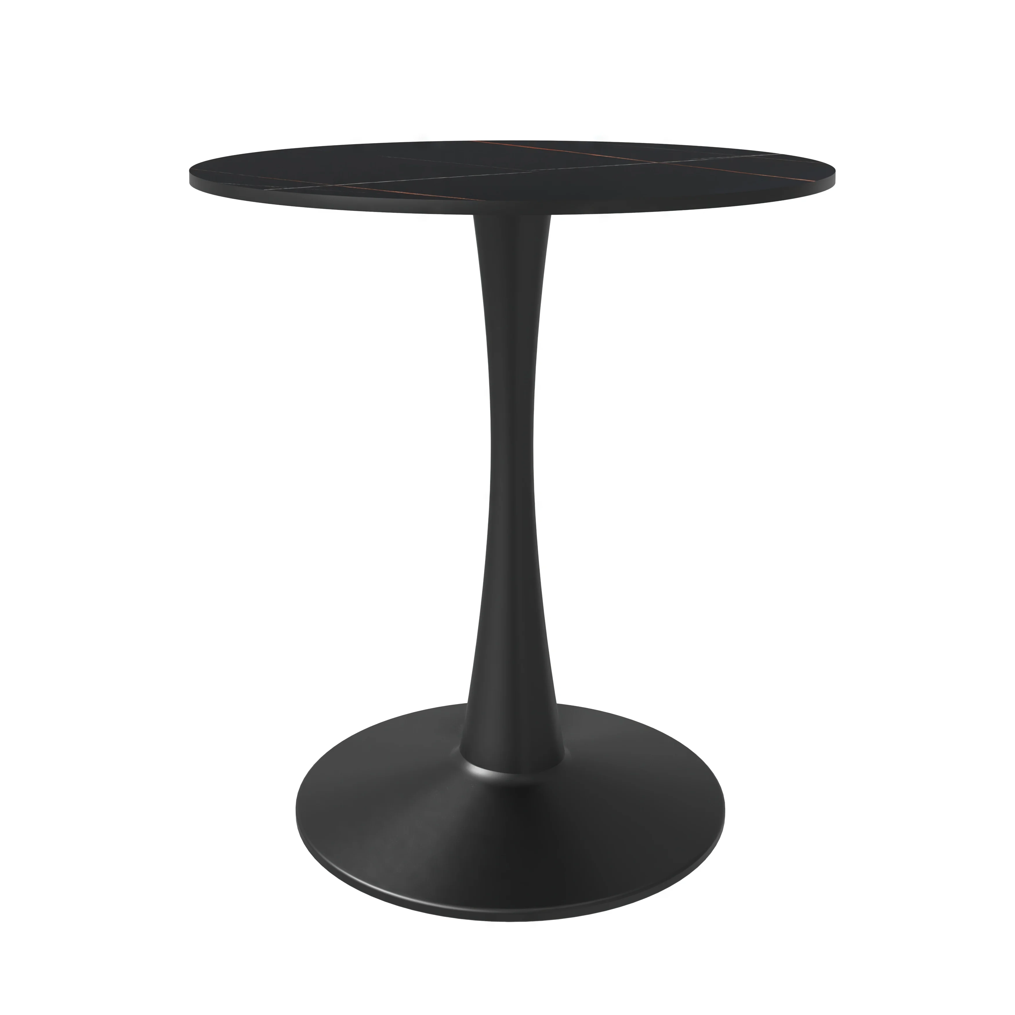 Bristol 27 round dining table Black base with Black Sintered stone Top