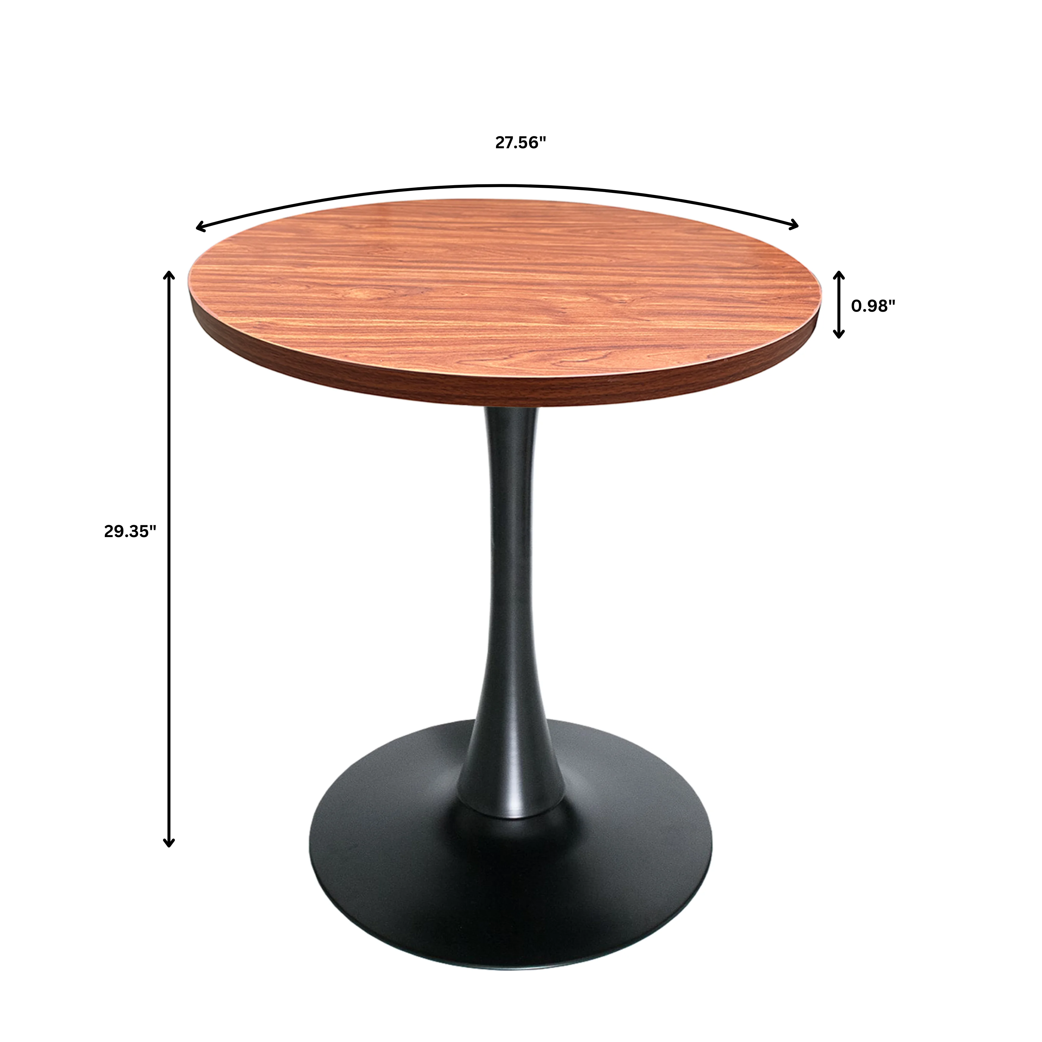 Bristol Dining table, Black Base with 27 Round Cognac Brown MDF top