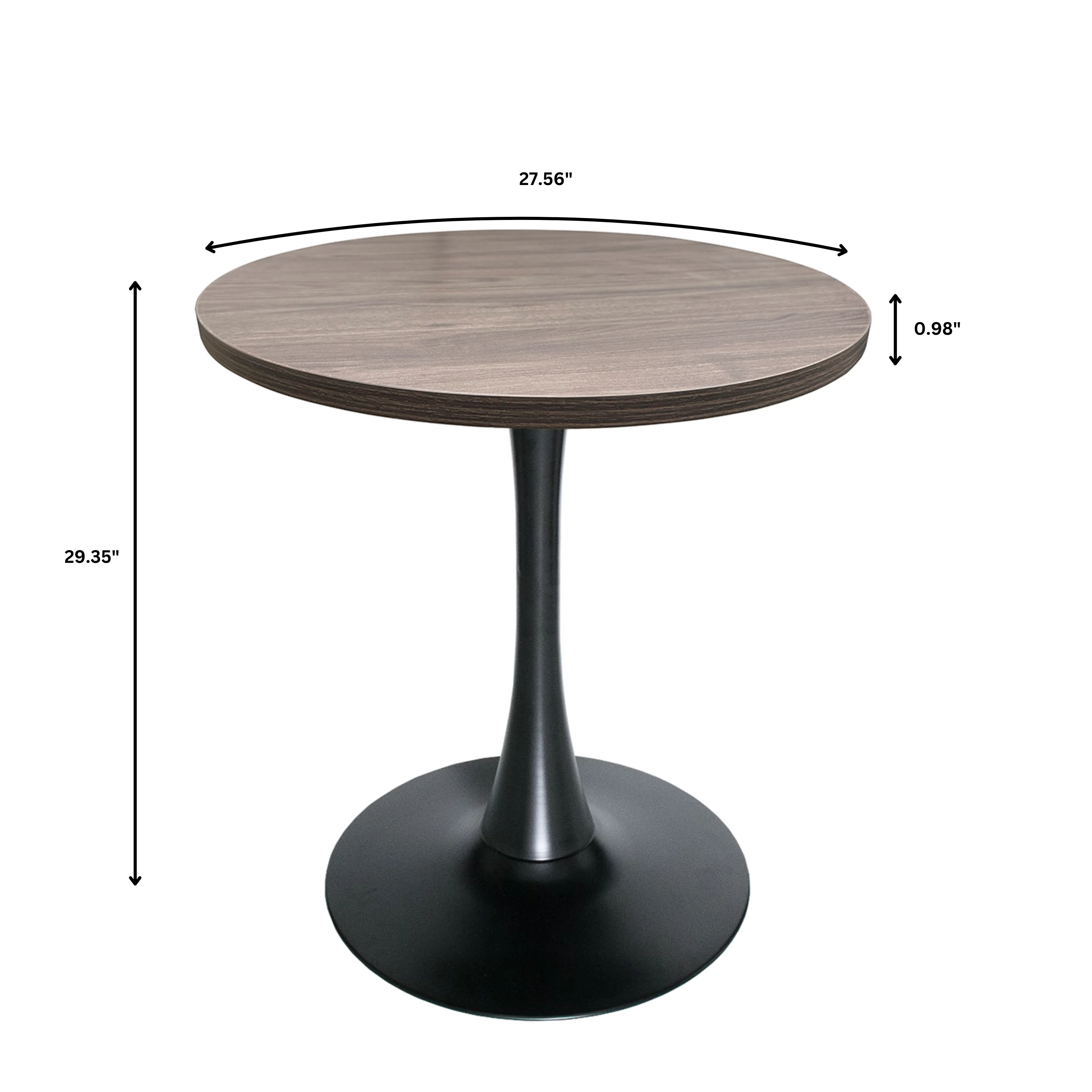 Bristol Dining table, Black Base with 27 Round Dark Walnut MDF top