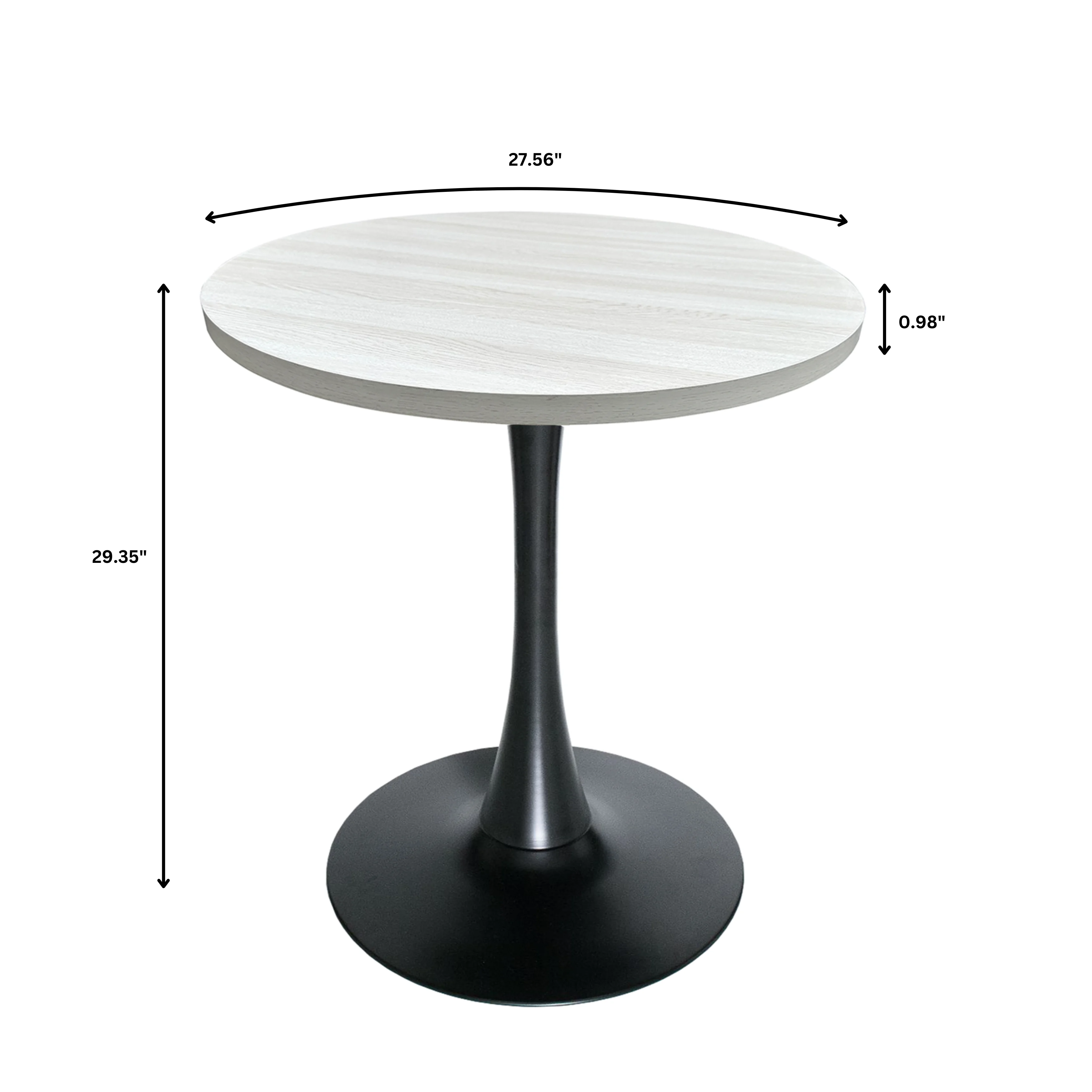 Bristol Dining table, Black Base with 27 Round Light Natural MDF top