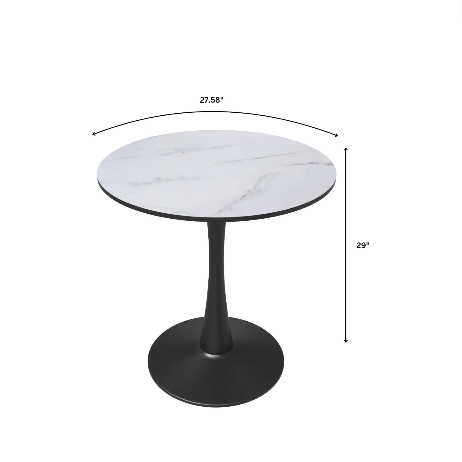 Leisyremod Bristol 27" Round Dining Table Black base with White top