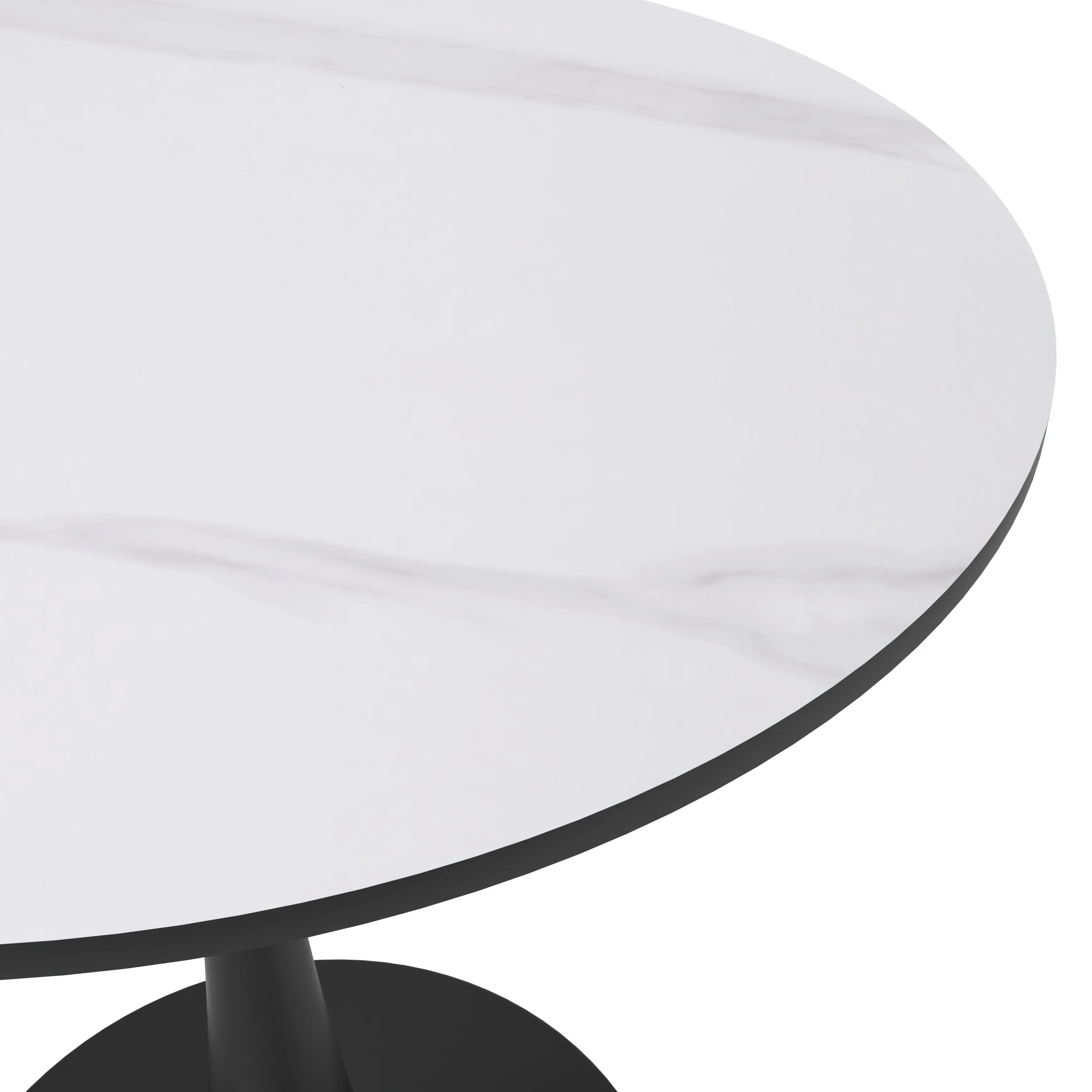 Bristol 27 round dining table Black base with White Sintered stone Top