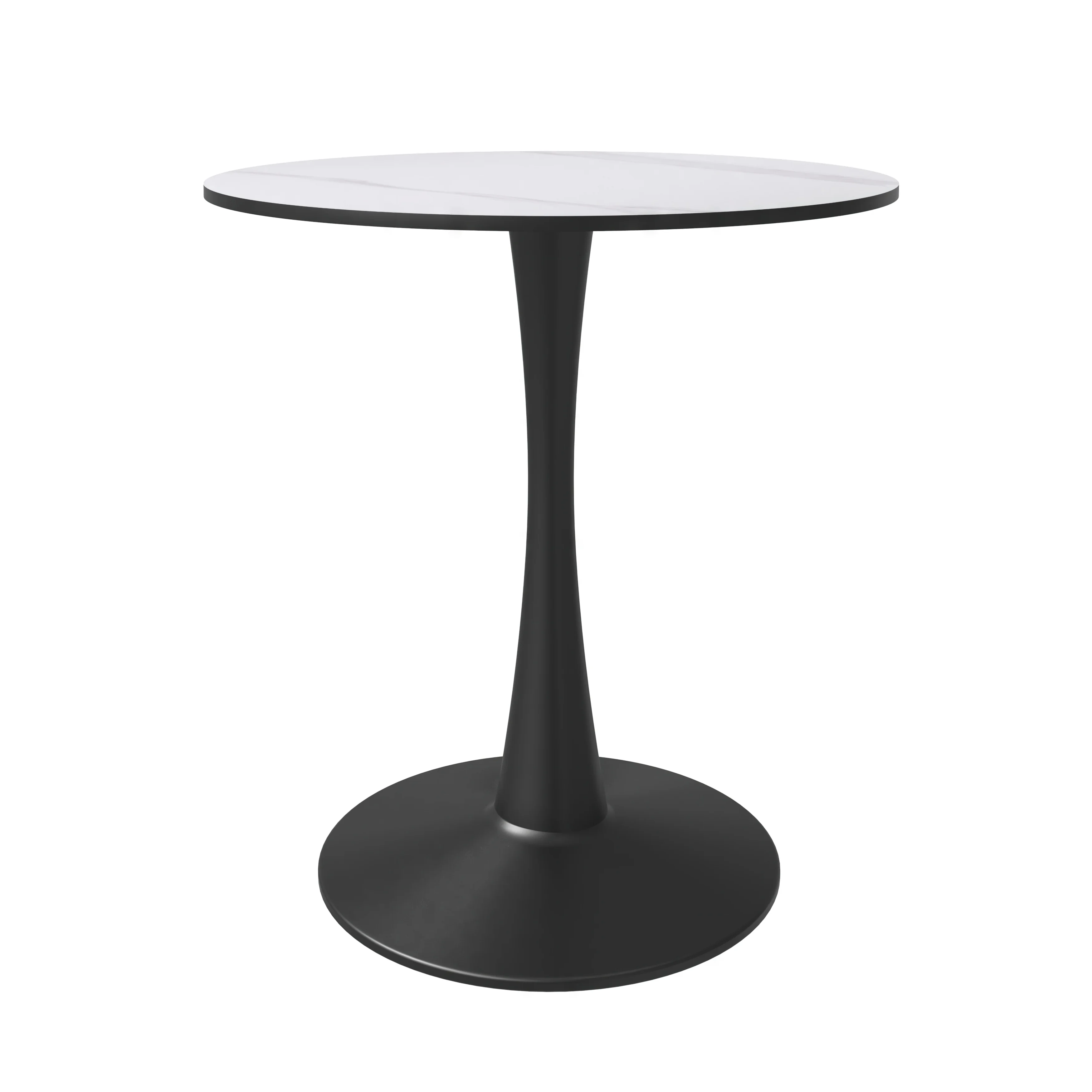 Bristol 27 round dining table Black base with White Sintered stone Top