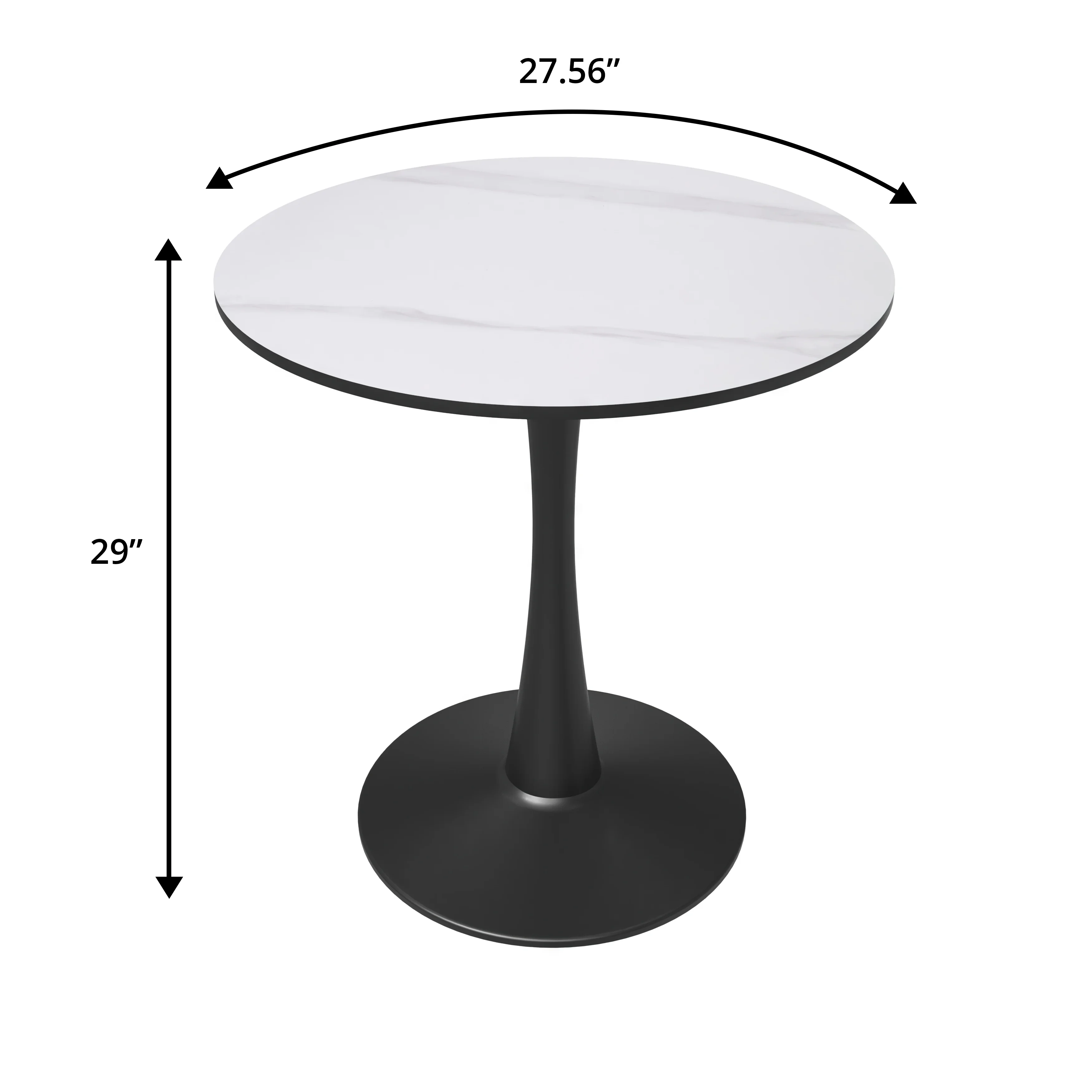 Bristol 27 round dining table Black base with White Sintered stone Top