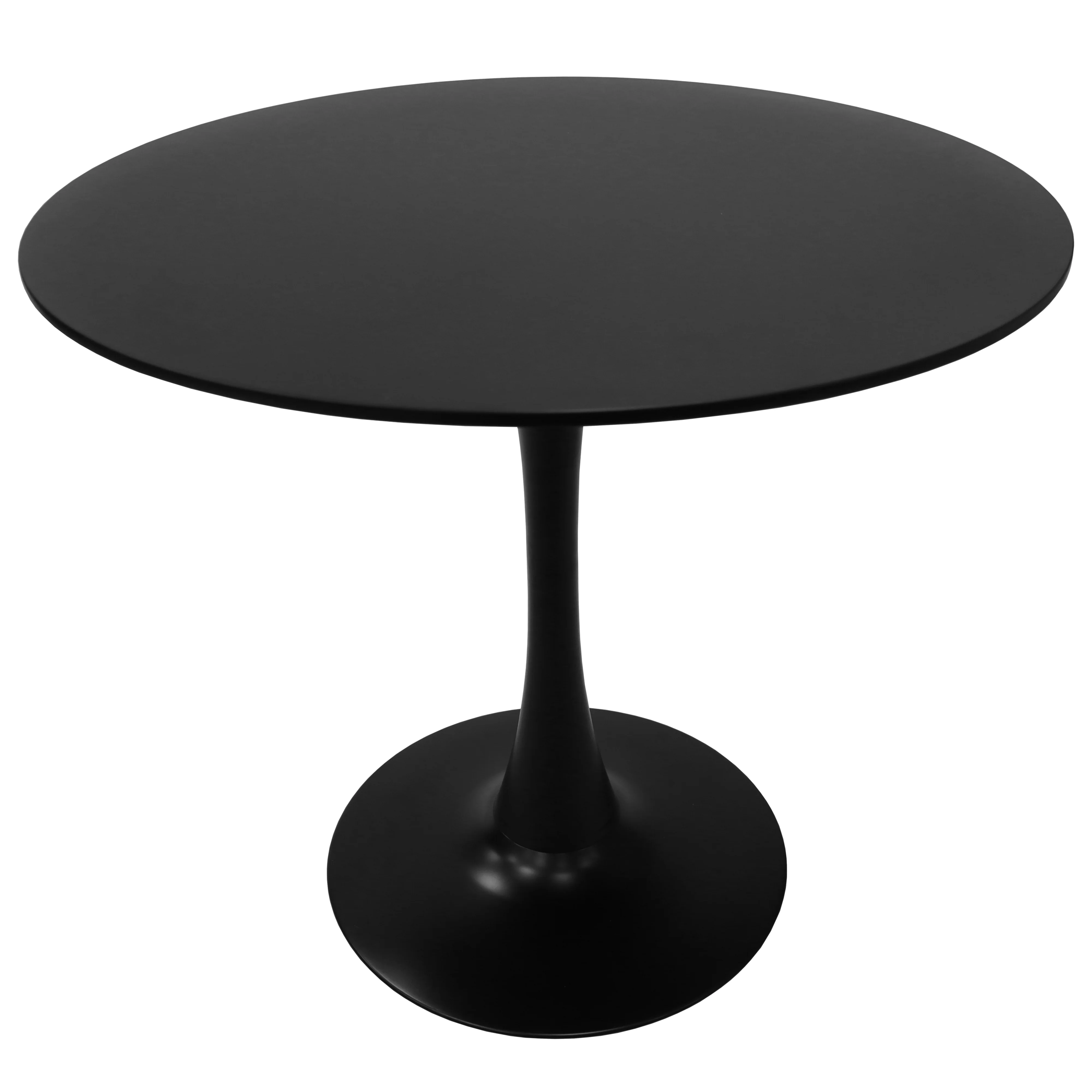 Bristol Mid-Century Modern Round Dining Table with a 31" Wood Top and Iron Pedestal Base with Gloss Finish for Kitchen and Dining Room
