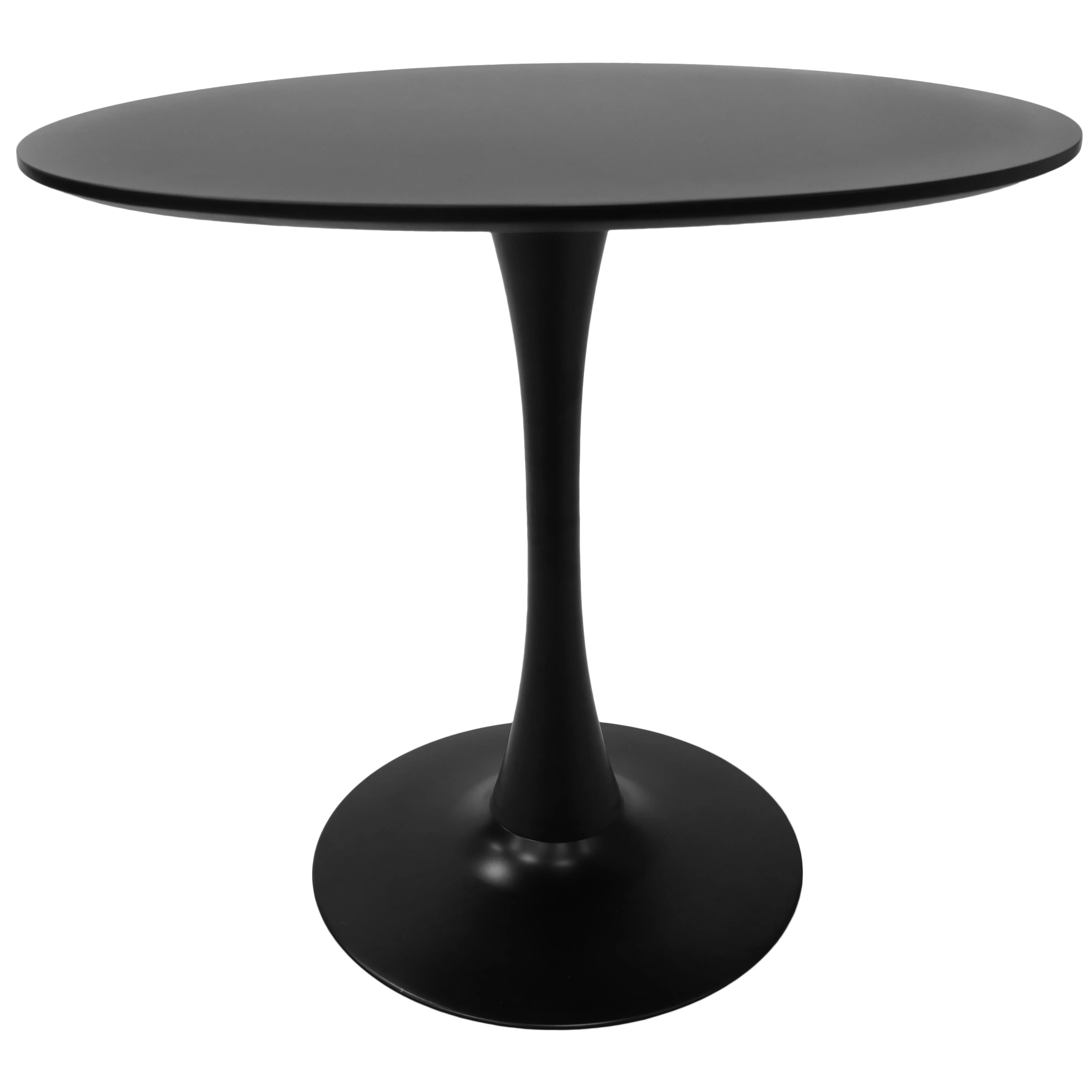 Bristol Mid-Century Modern Round Dining Table with a 31" Wood Top and Iron Pedestal Base with Gloss Finish for Kitchen and Dining Room