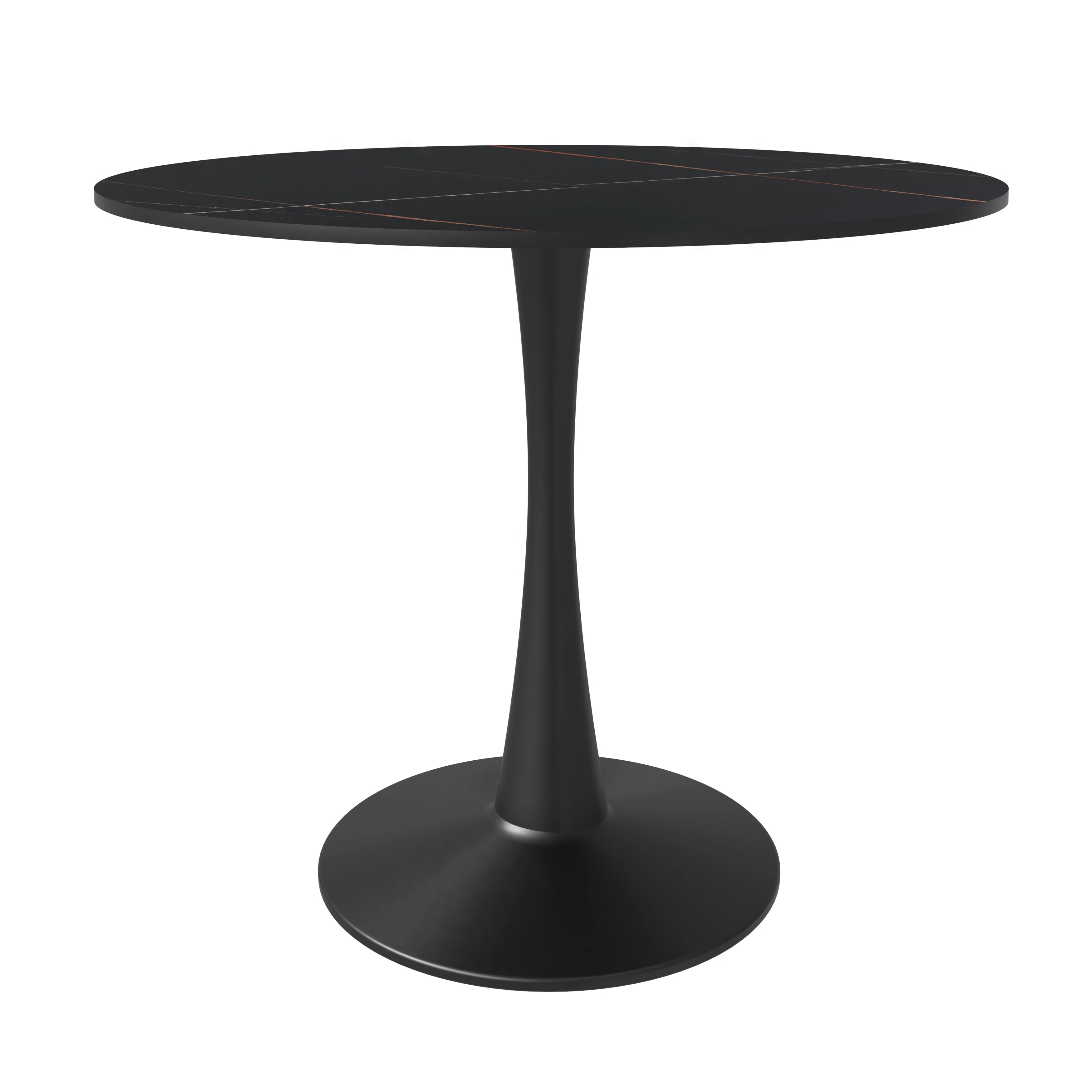 Bristol 31" round dining table Black base with Black Sintered stone Top