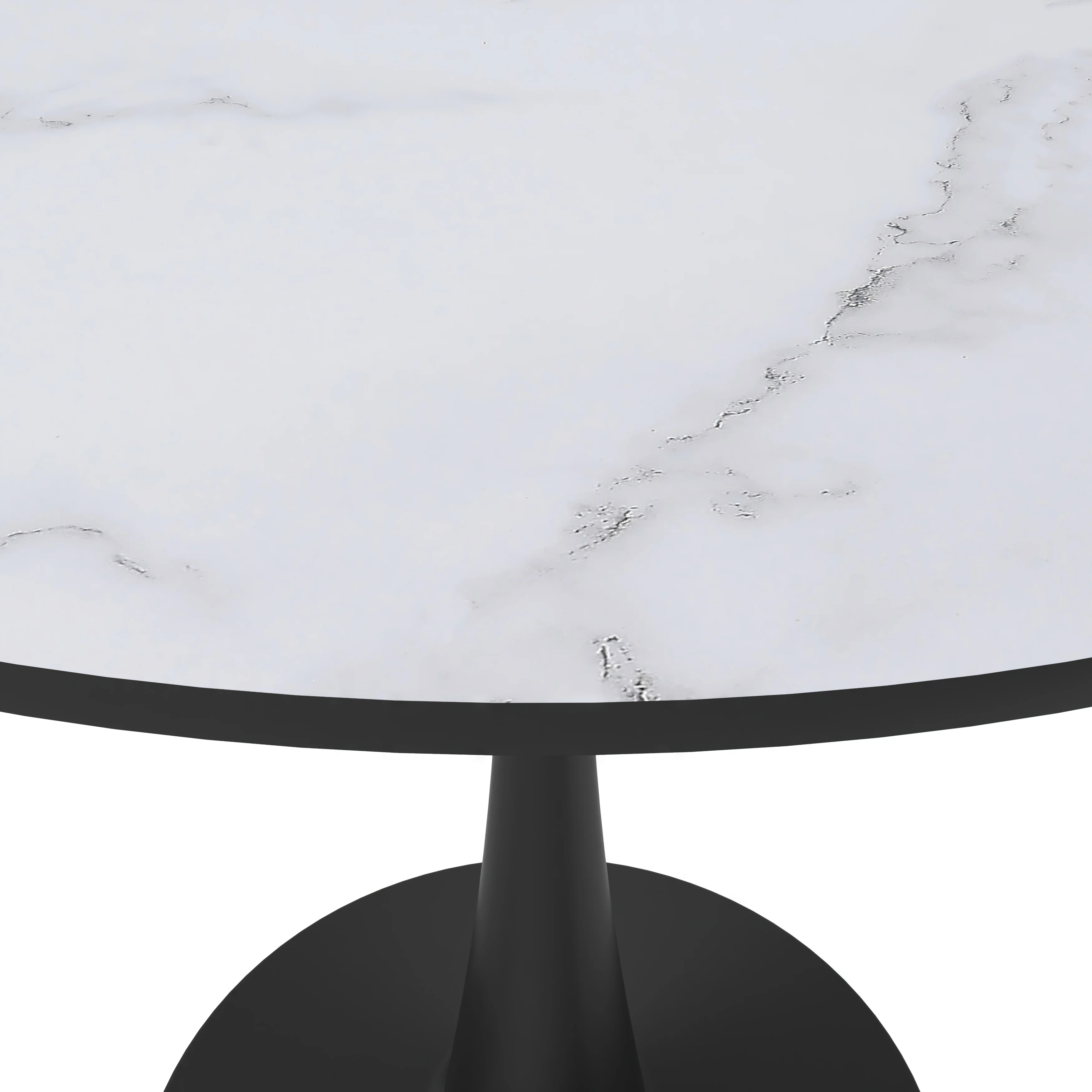 Bristol 31" round dining table Black base with marbled MDF top