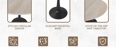 Bristol 31" round dining table Black base with marbled MDF top