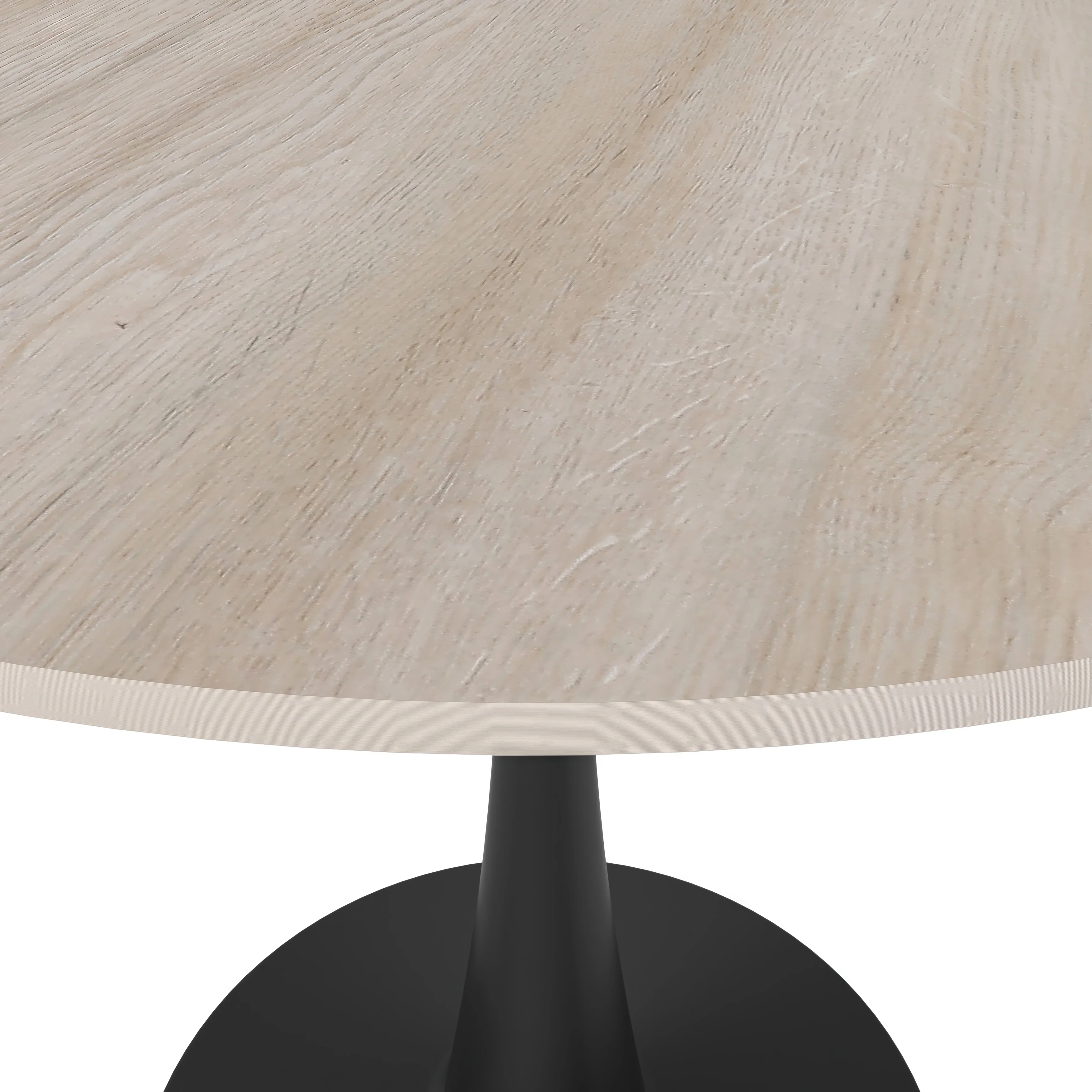 Bristol 31" Round Dining Table Black Base with Sintered Stone Natural Wood Top