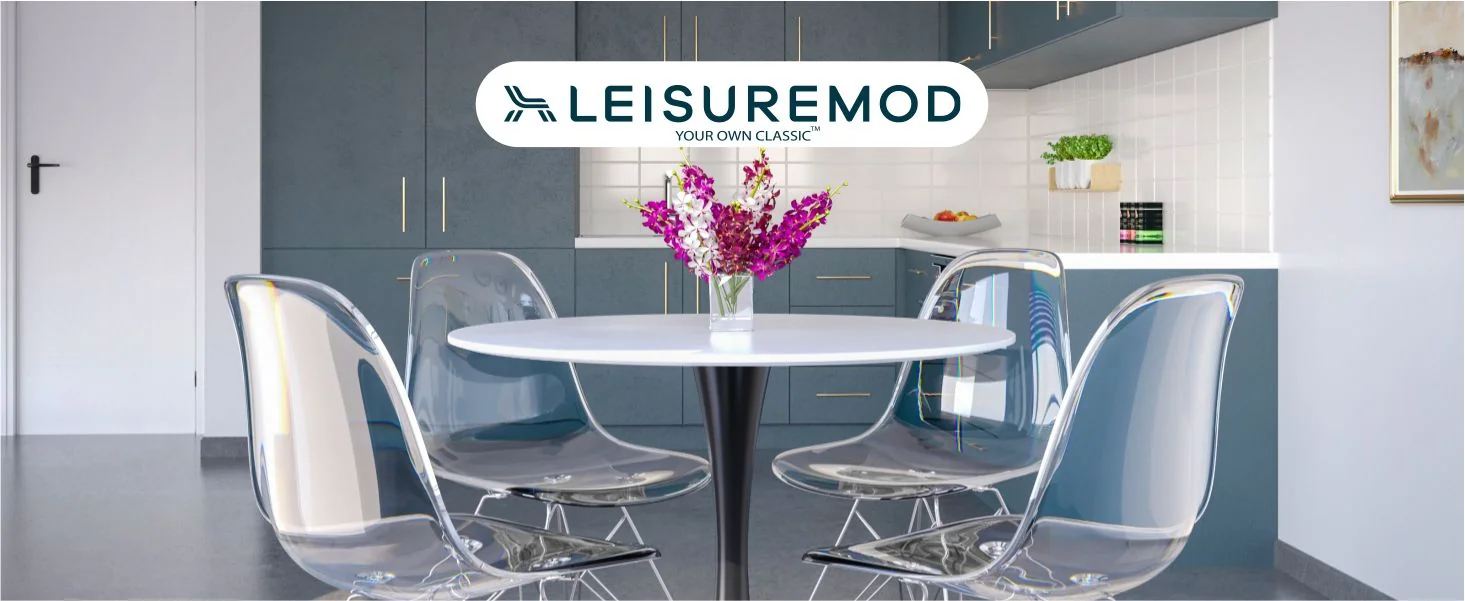 Bristol Mid-Century Modern Round Dining Table with a 31" Wood Top and Iron Pedestal Base with Gloss Finish for Kitchen and Dining Room