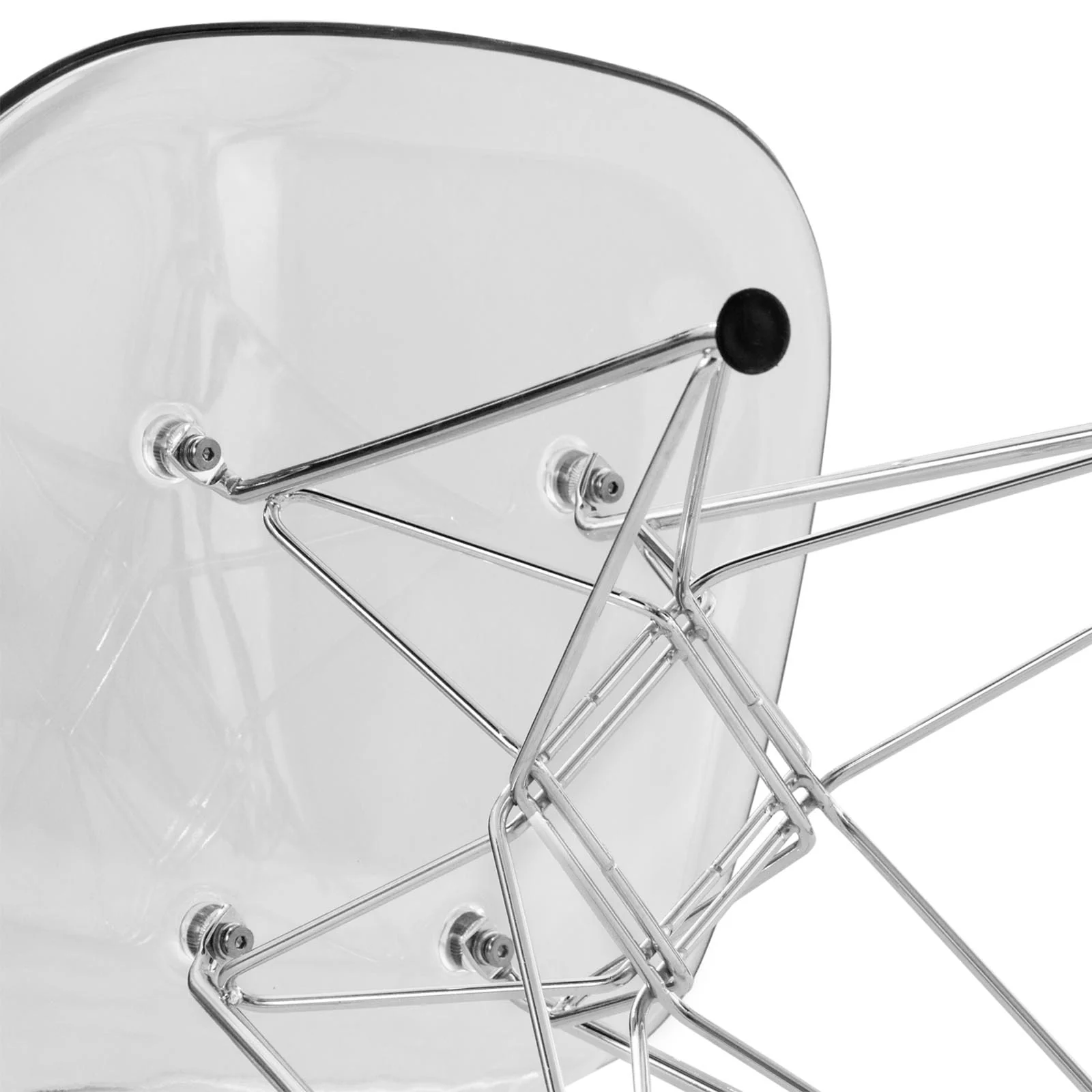 5-Piece Dining Set 35" Round Dining Table in Black Iron - 4 ABS Plastic Side Chair in Chrome - Clear