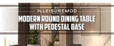 Bristol Mid-Century Modern Round Dining Table with Wood Top and Iron Pedestal Base with Gloss Finish for Kitchen and Dining Room