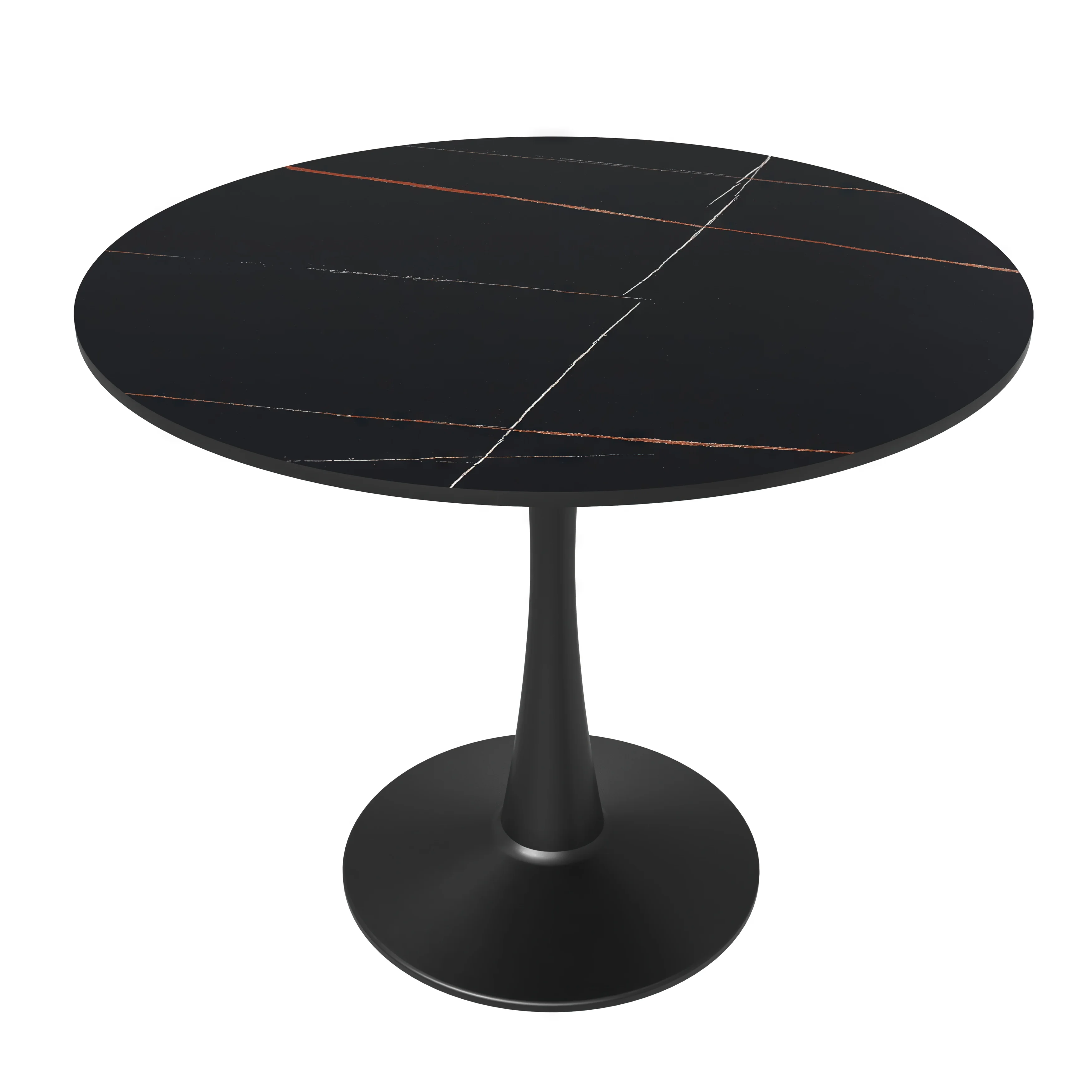 Bristol 35" round dining table Black base with Black Sintered stone Top