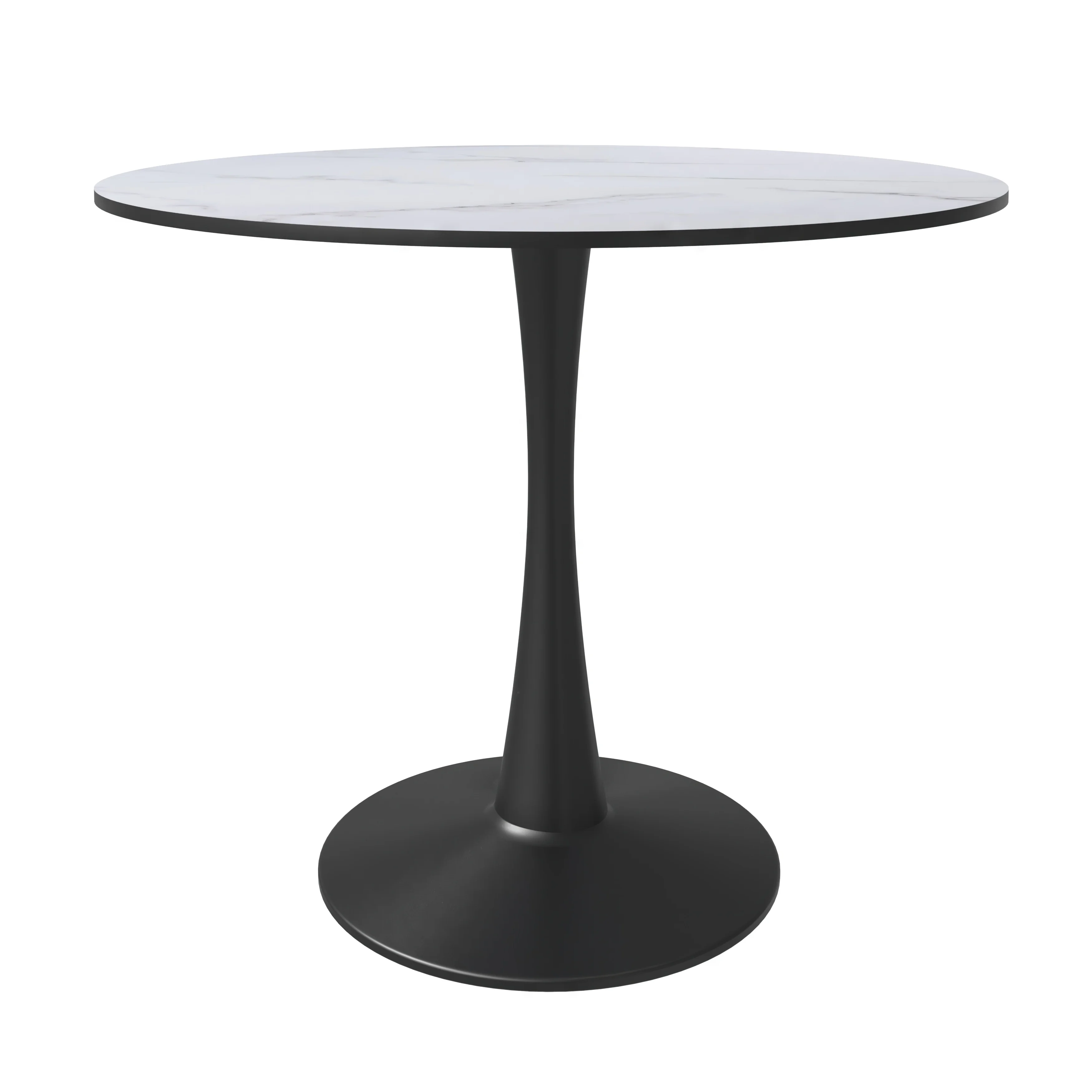 Bristol 35" round dining table Black base with marbled MDF top