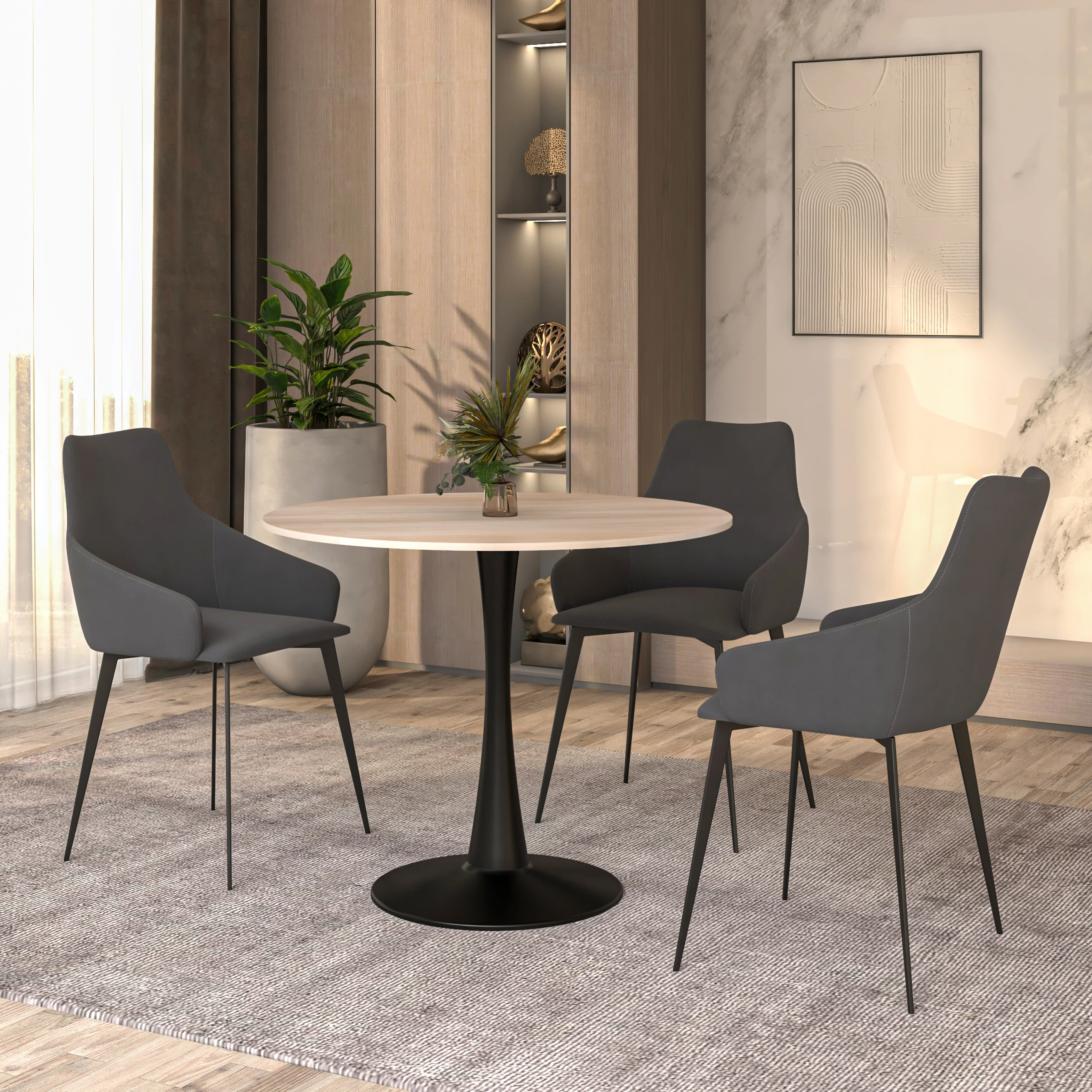 Bristol - Bistro Table - Black Natural wood Top