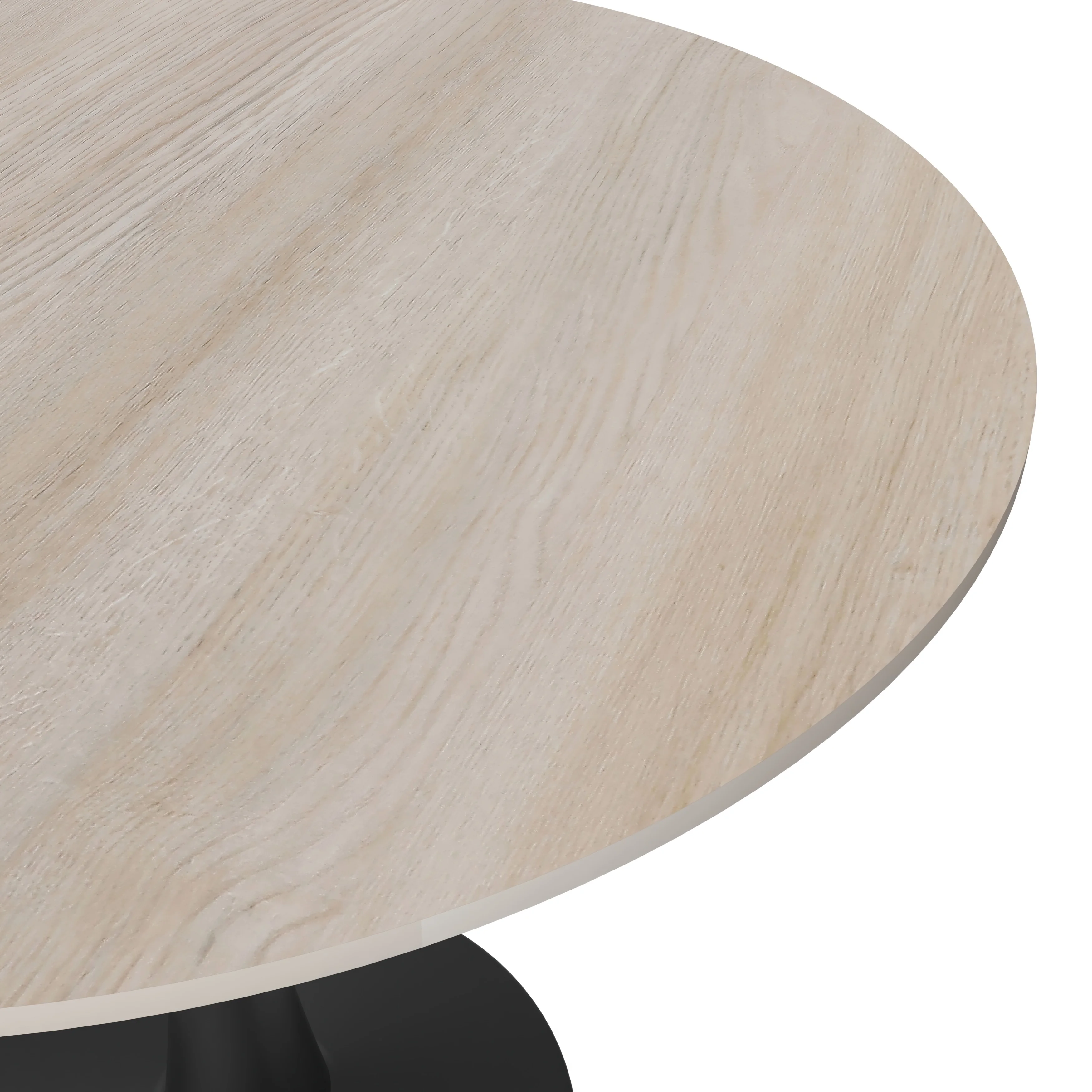 Bristol 35" Round Dining Table Black Base with Sintered Stone Natural Wood Top