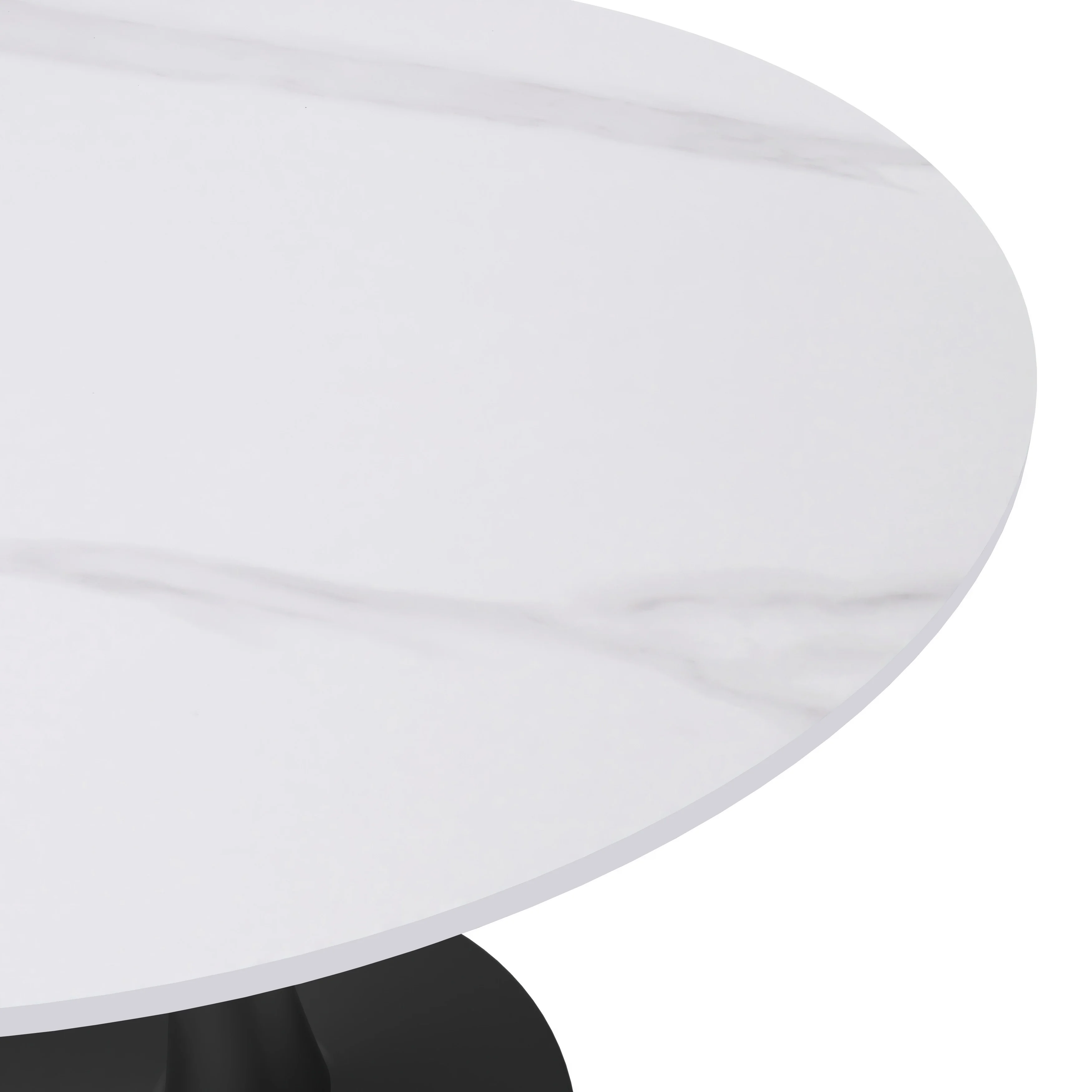 Bristol 35" round dining table Black base with White Sintered stone Top