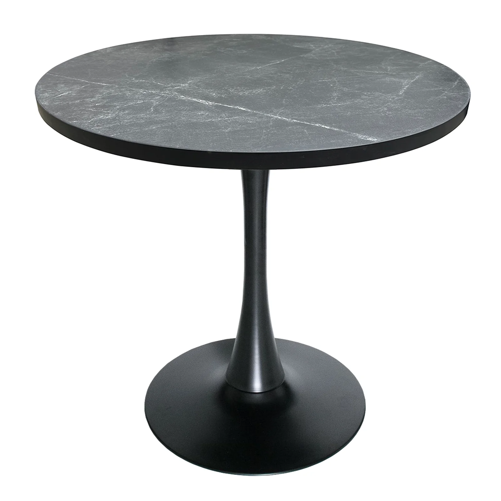 Bristol Dining table, Black Base with 36 Round Marbleized Black MDF top