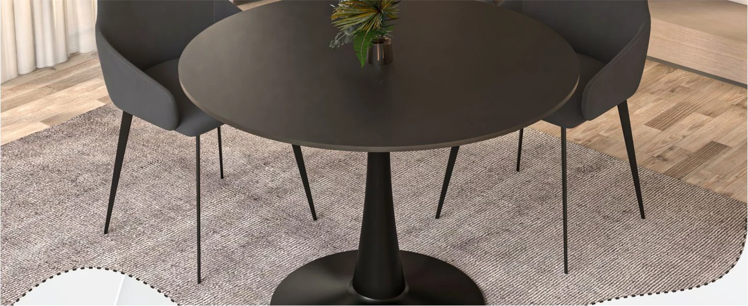 Bristol, 40" Round dining table in Black Base with Black top
