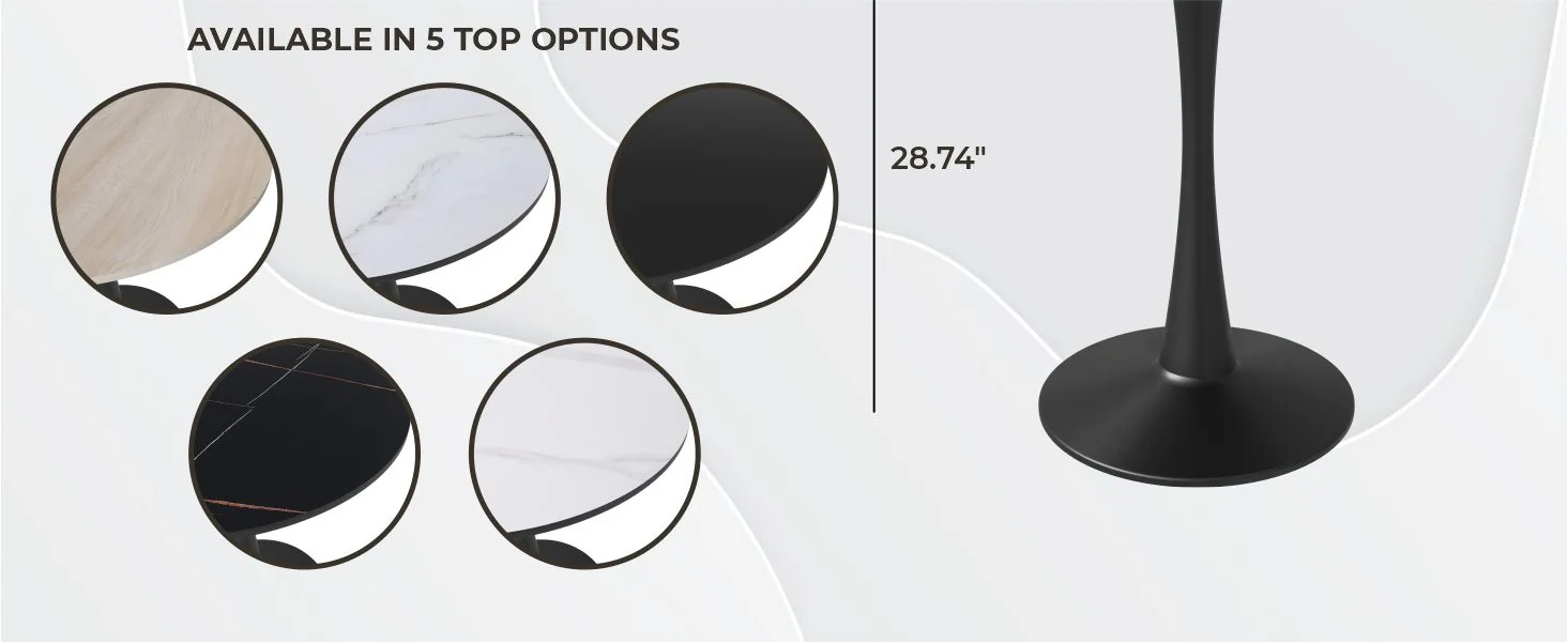 Bristol, 40" Round dining table in Black Base with Black top