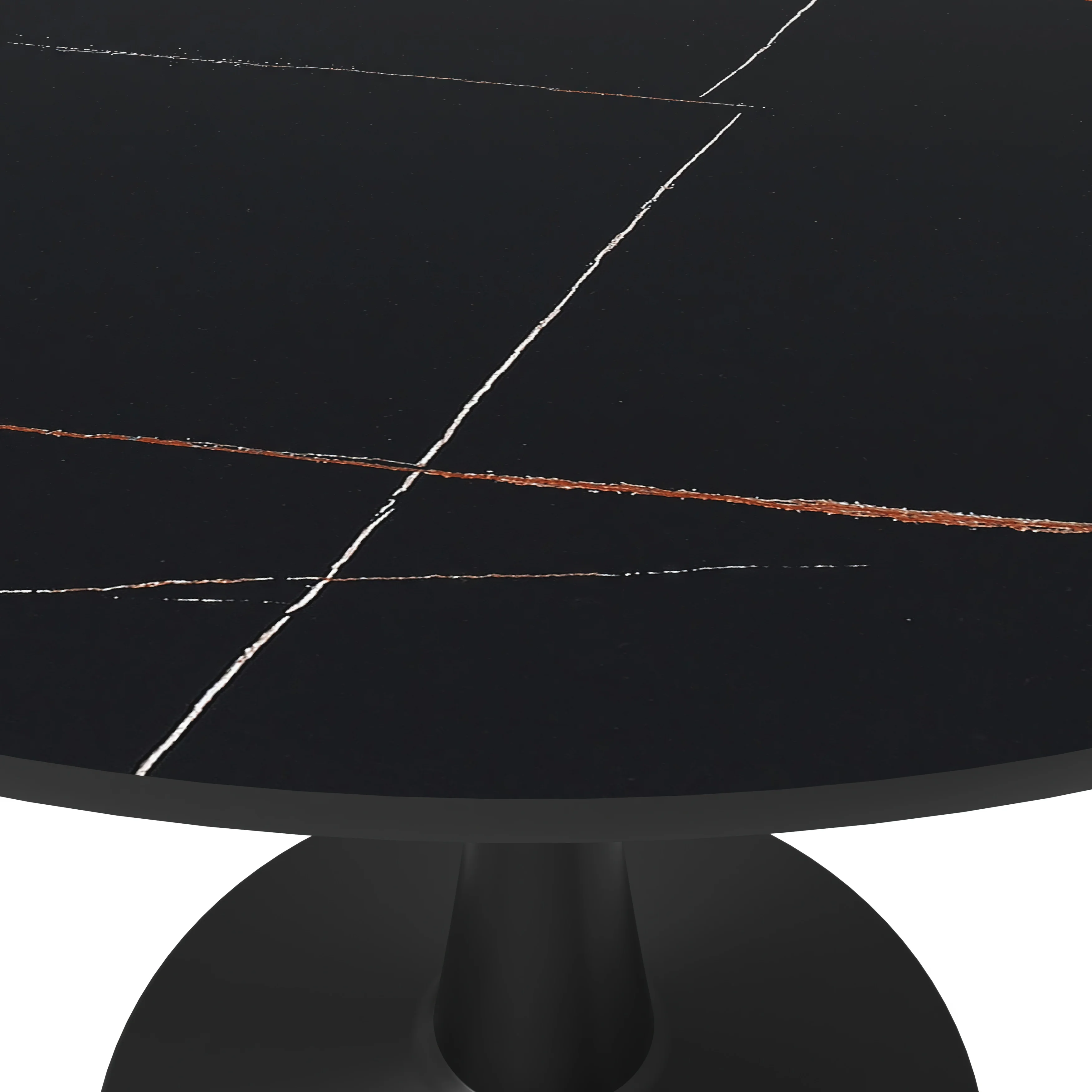 Bristol 40" round dining table Black base with Black Sintered stone Top