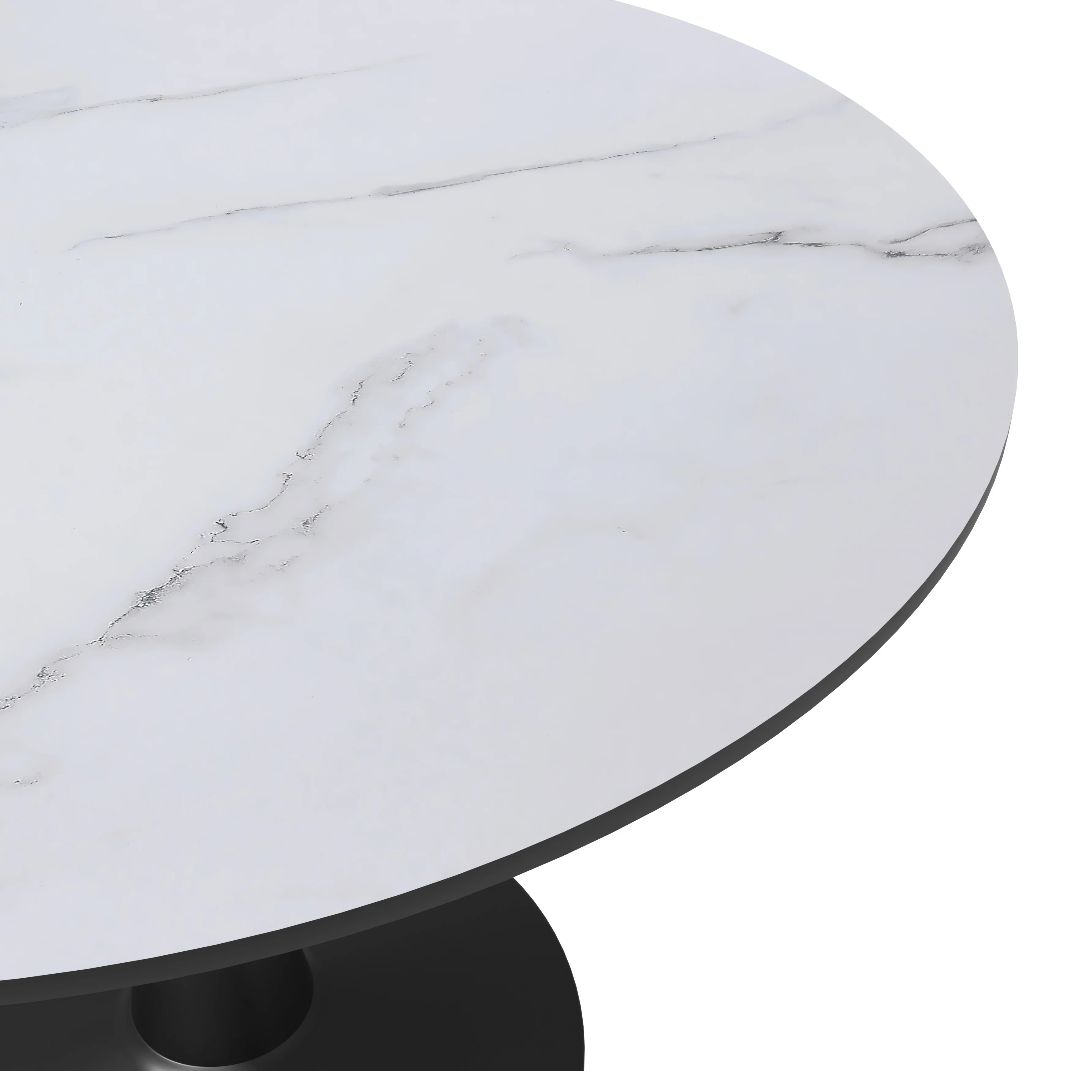 Bristol 40" round dining table Black base with marbled MDF top