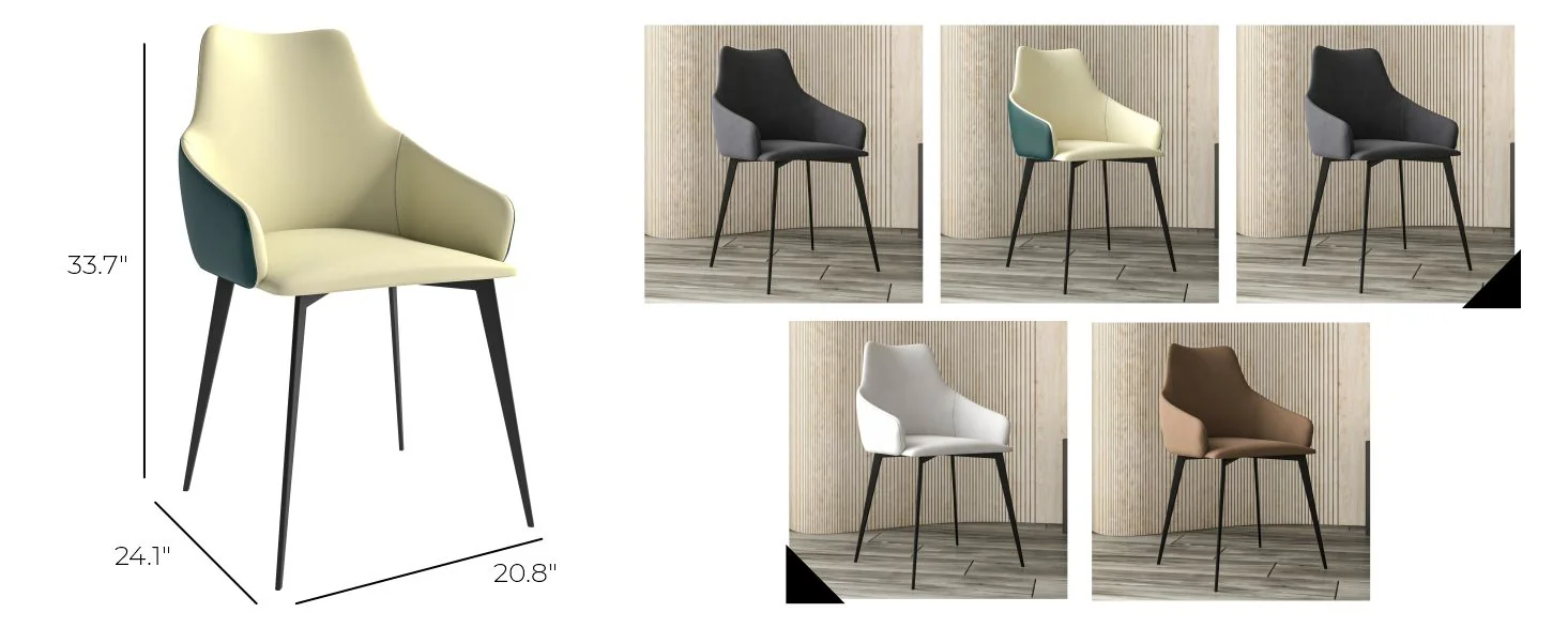 Bristol 4-Piece Dining Set with 35" Round Dining Table and 3 PU Leather Dining Chairs in Cream Green