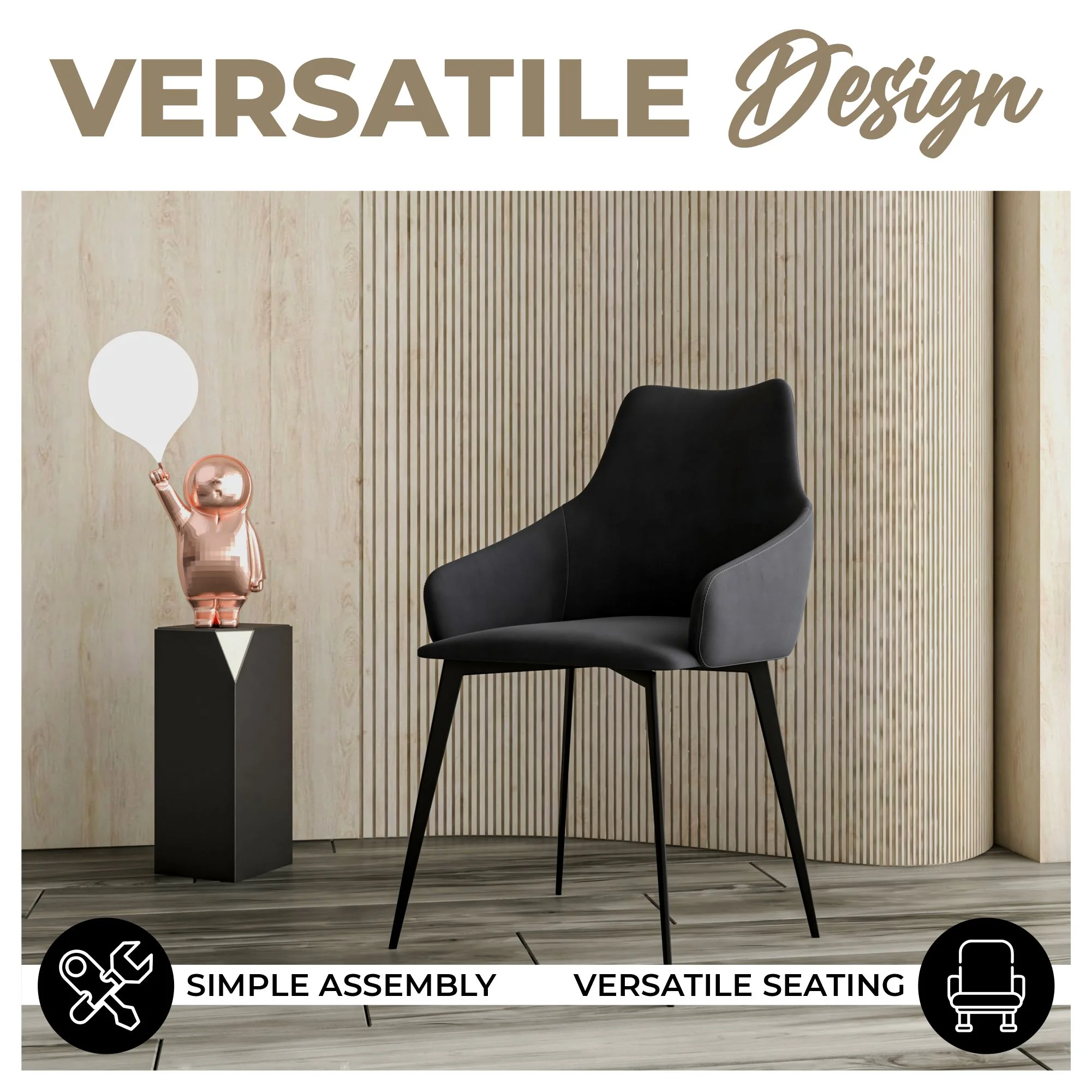 Bristol 4-Piece Dining Set with 35" Round Dining Table and 3 PU Leather Dining Chairs in Grey