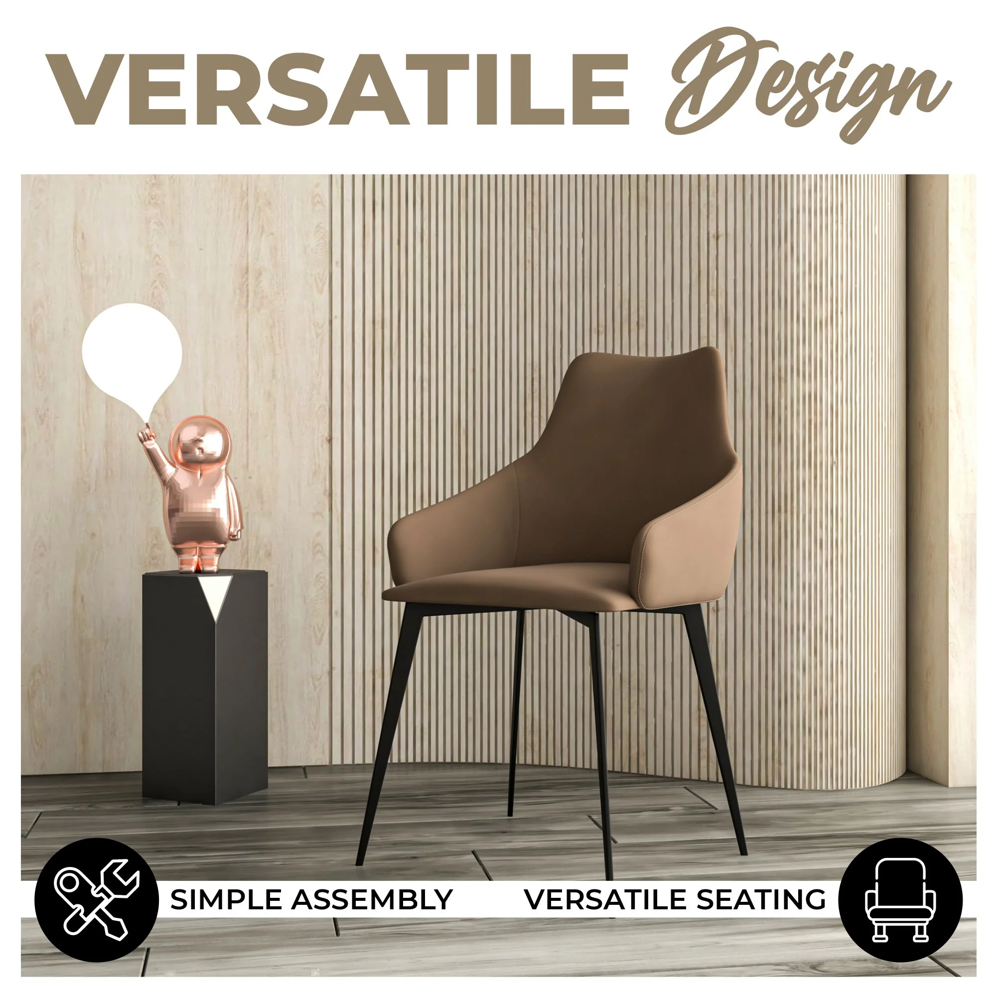 Bristol 4-Piece Dining Set with 35" Round Dining Table and 3 Fabric Dining Chairs in Light Brown