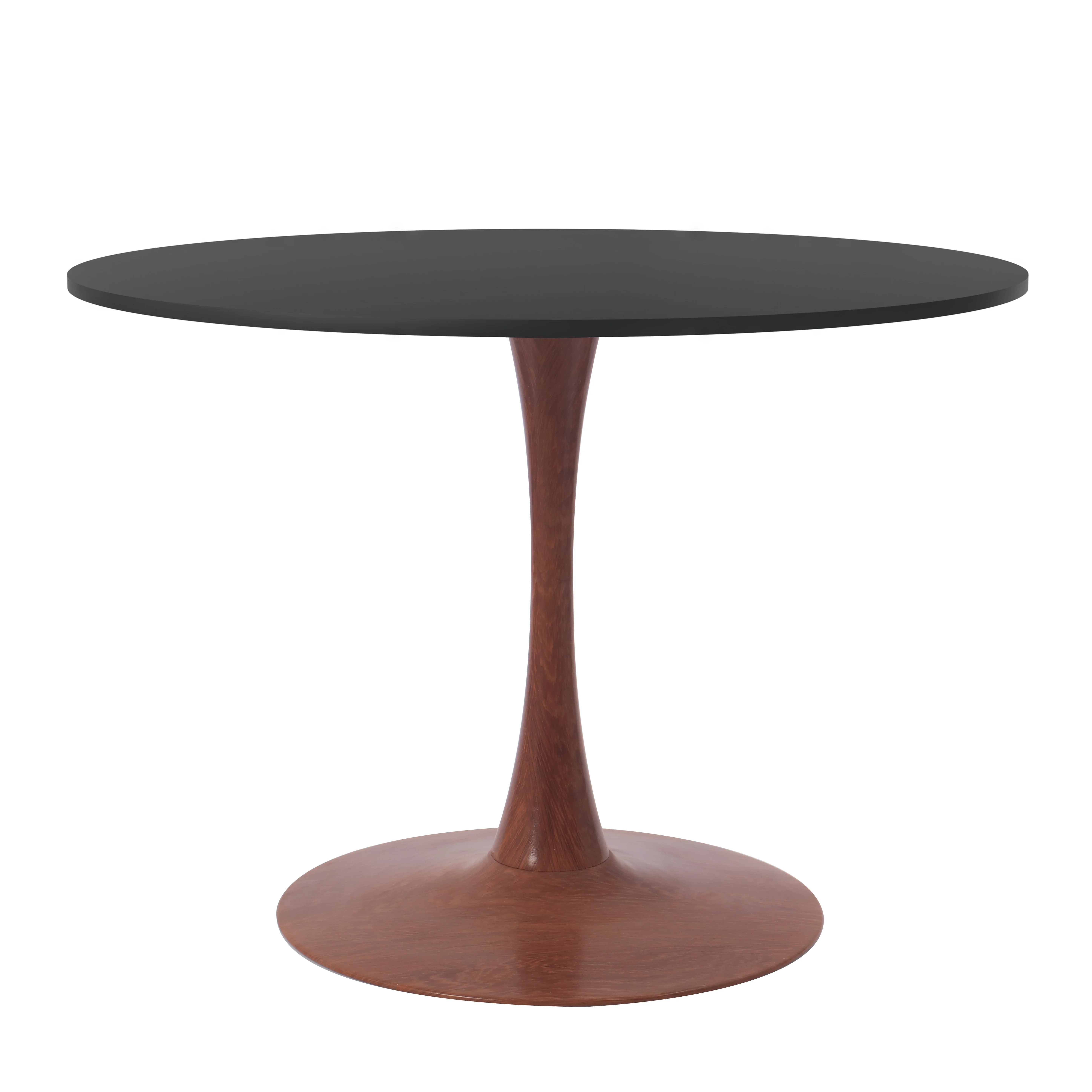 Bristol 35" Round Dining Table Wood Transfer Cherry Base with MDF Black Top