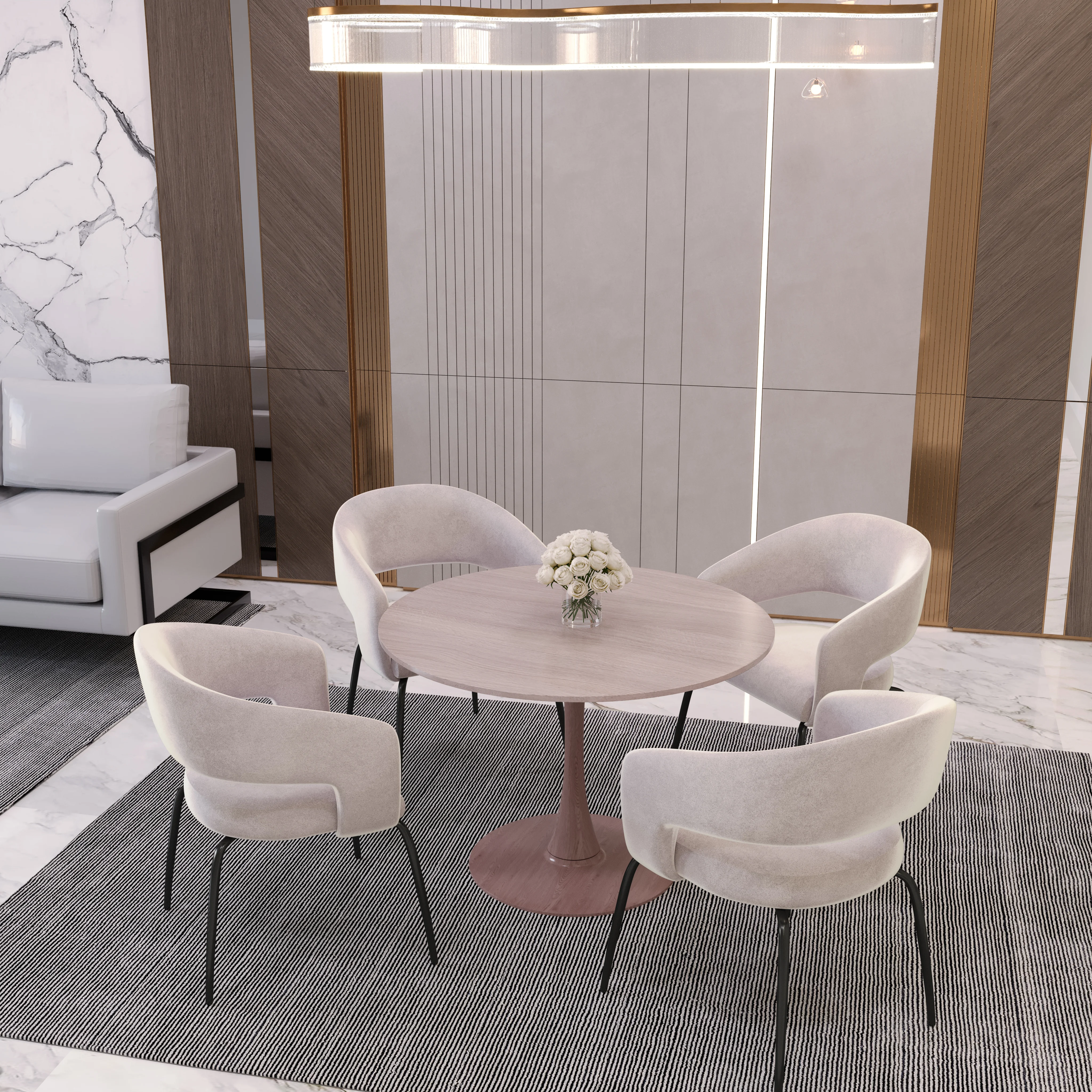 Bristol 35" Round Dining Table Wood Transfer Cherry Base with MDF Natural Wood Top