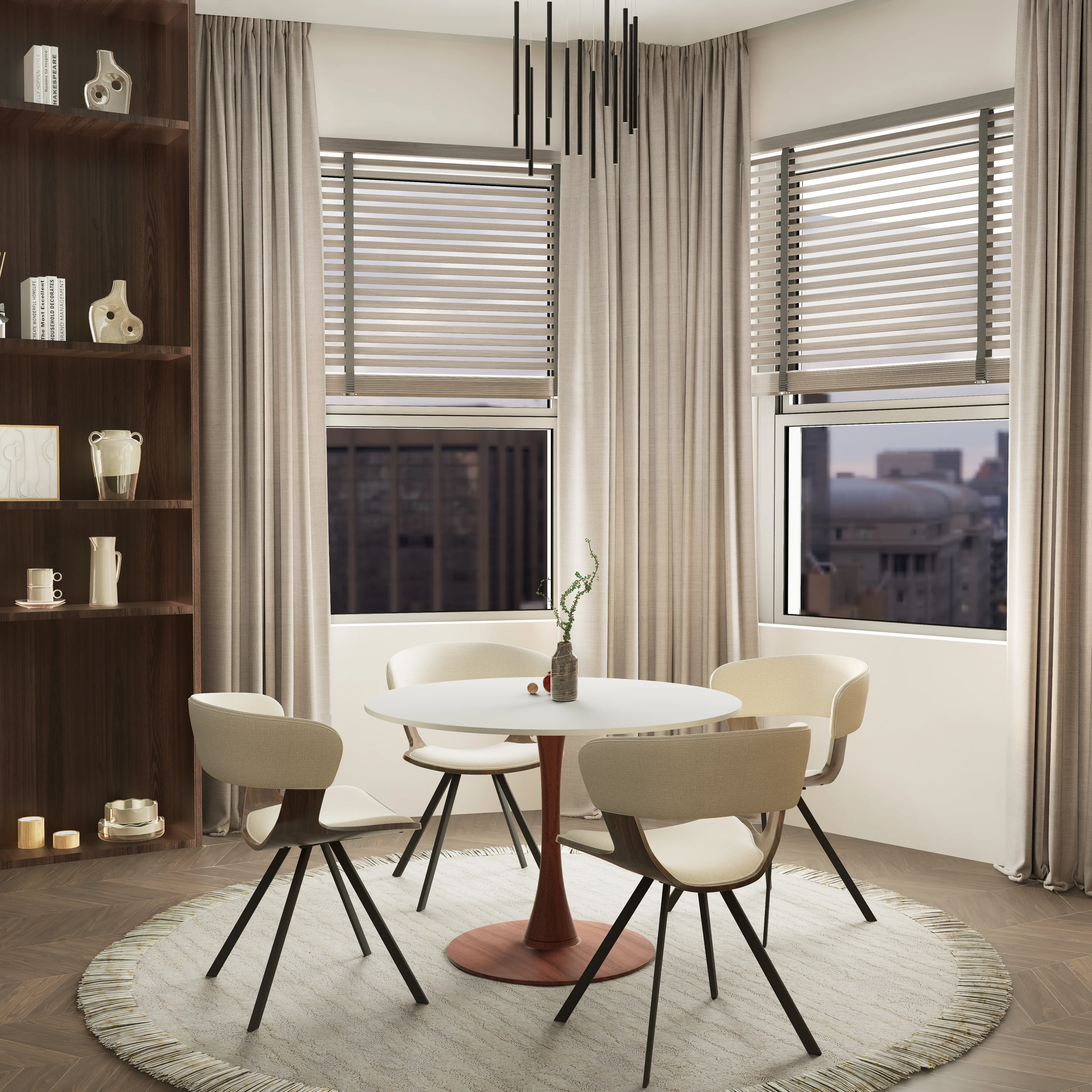 Bristol 35" Round Dining Table Wood Transfer Cherry Base with MDF White Top