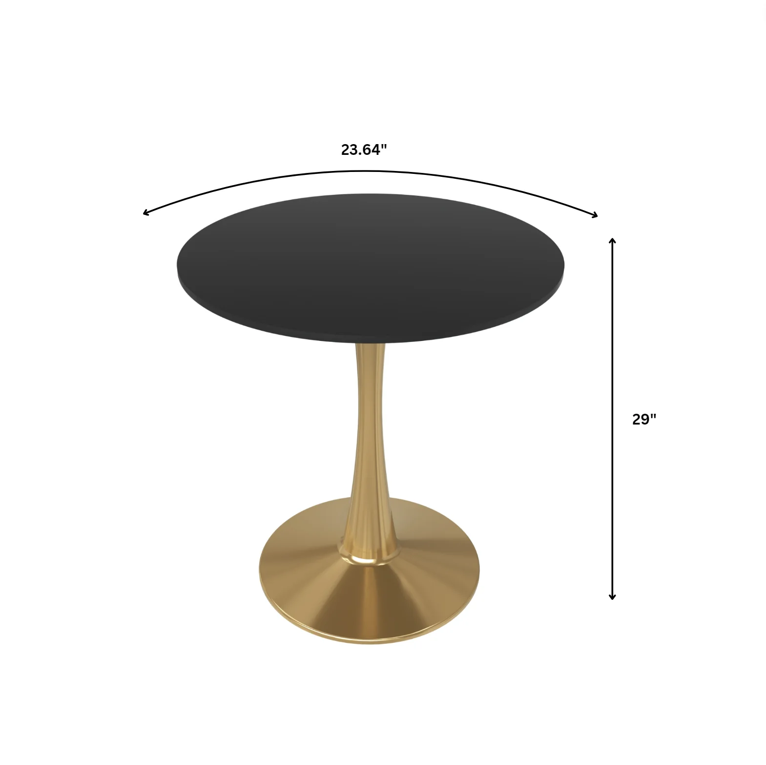 Bristol 24" round dining table Gold Base With Black Top