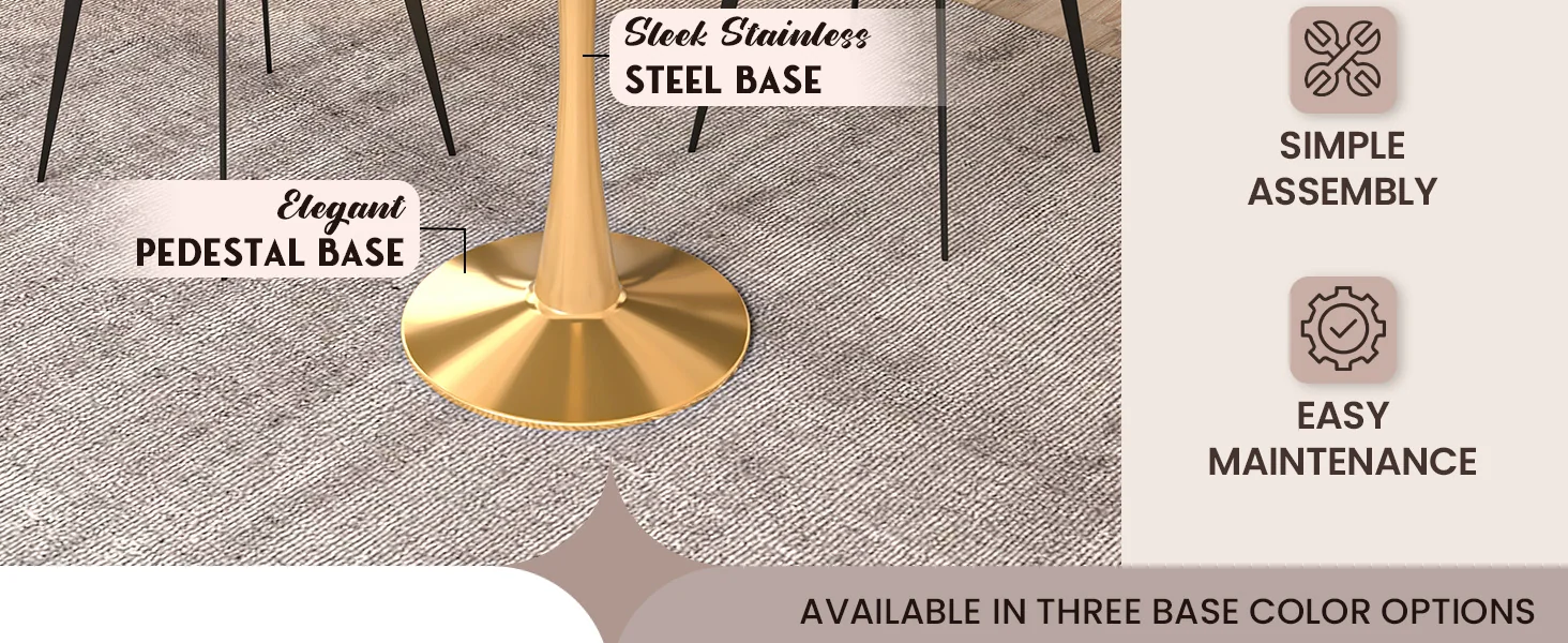 Bristol 24" round dining table Gold Base With White Top