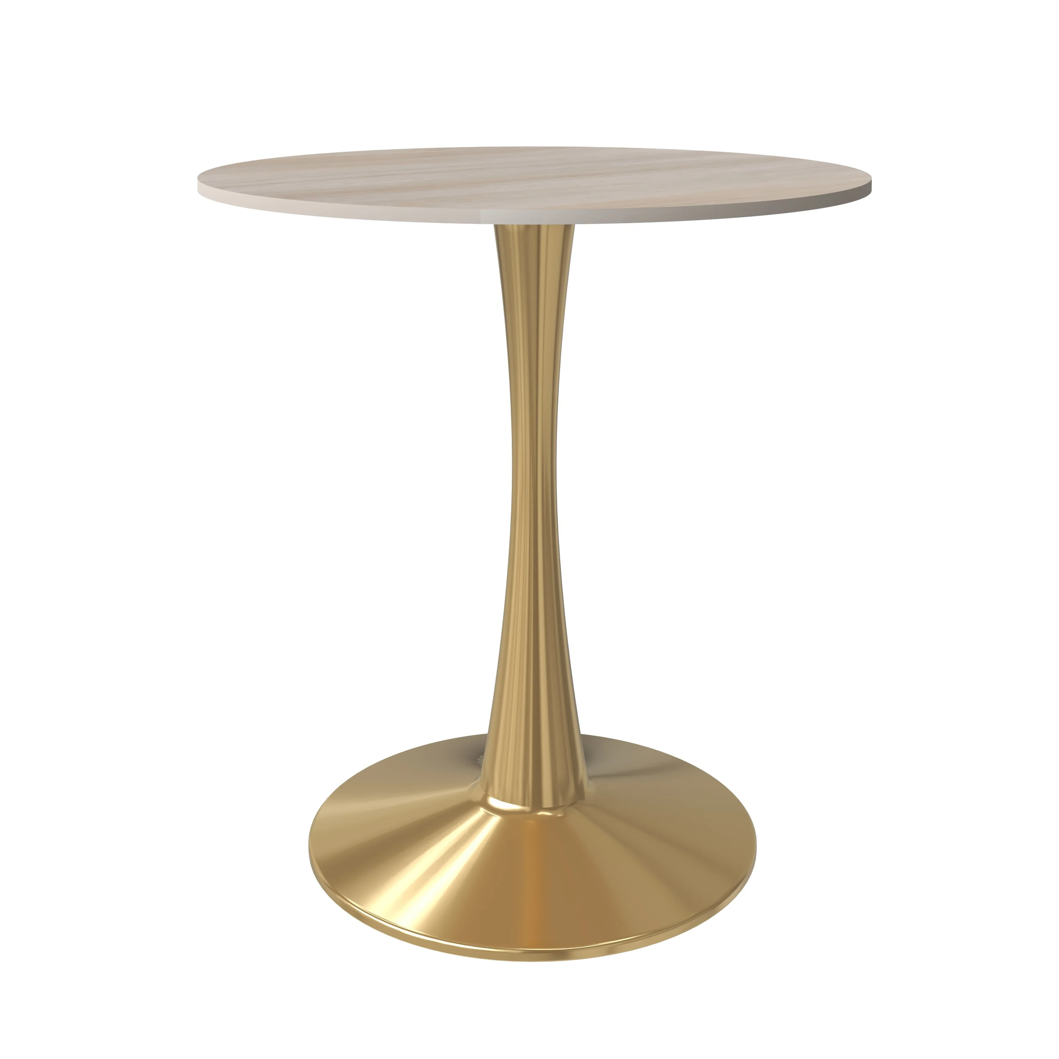 Bristol 27" round dining table Gold base with marbled MDF top
