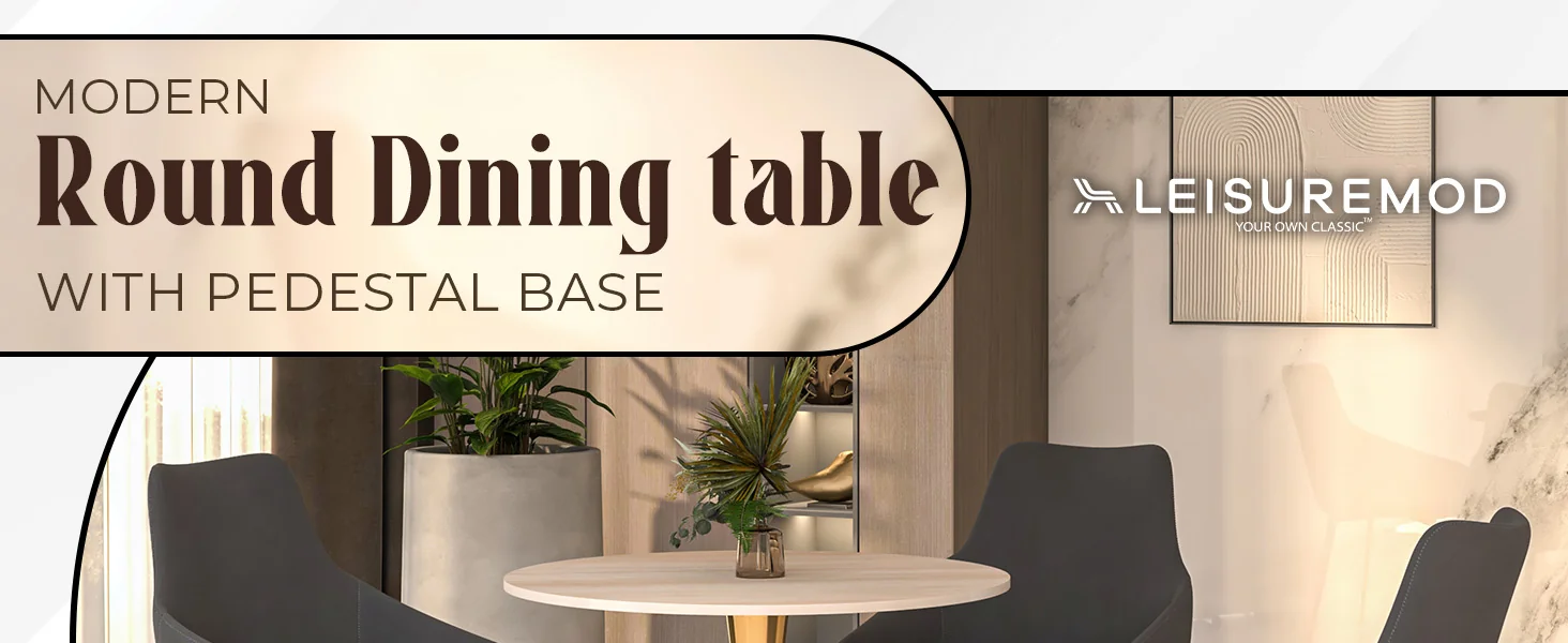 Bristol 27" round dining table Gold base with marbled MDF top