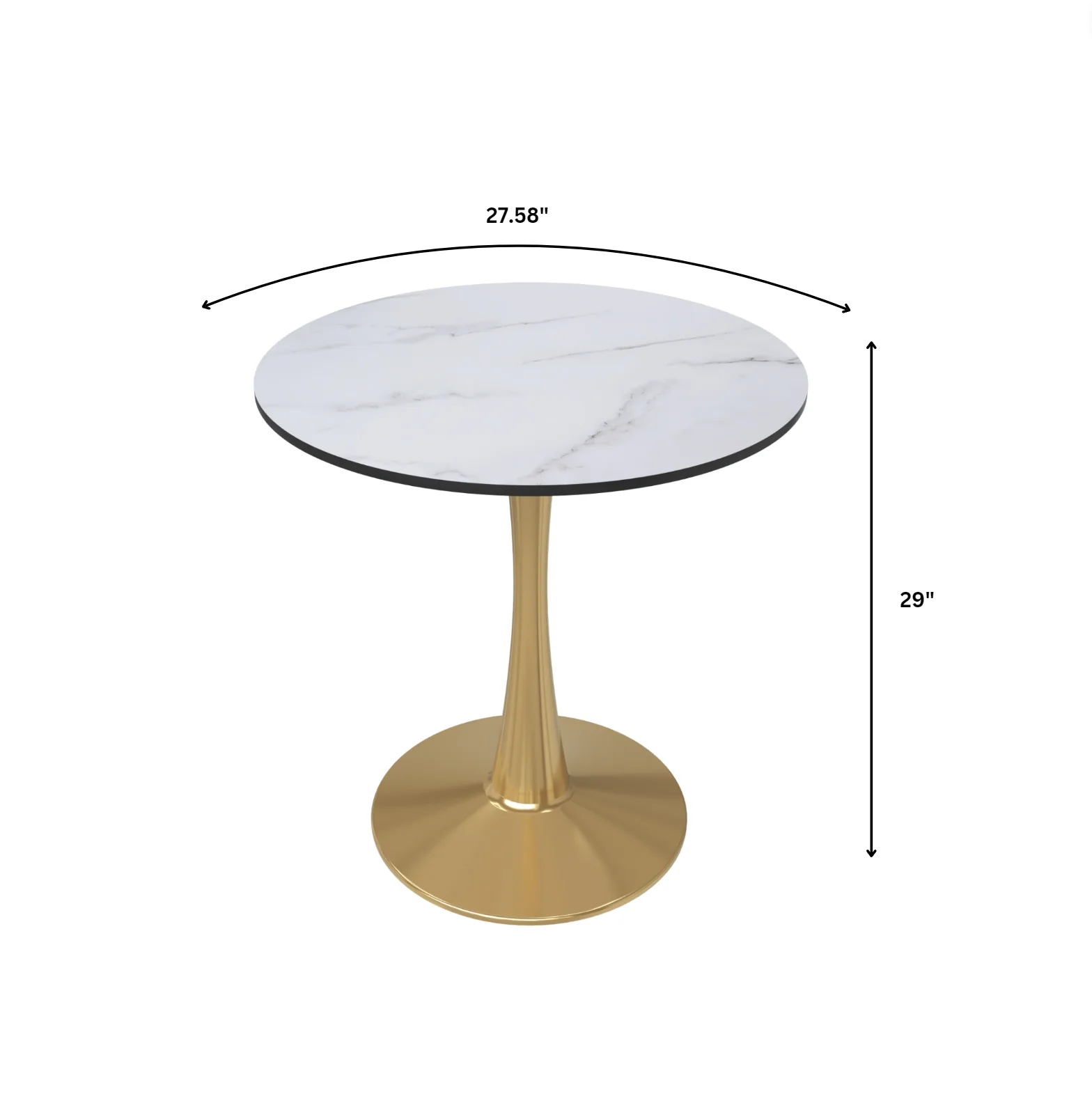 Bristol 27" round dining table Gold Base With White Top