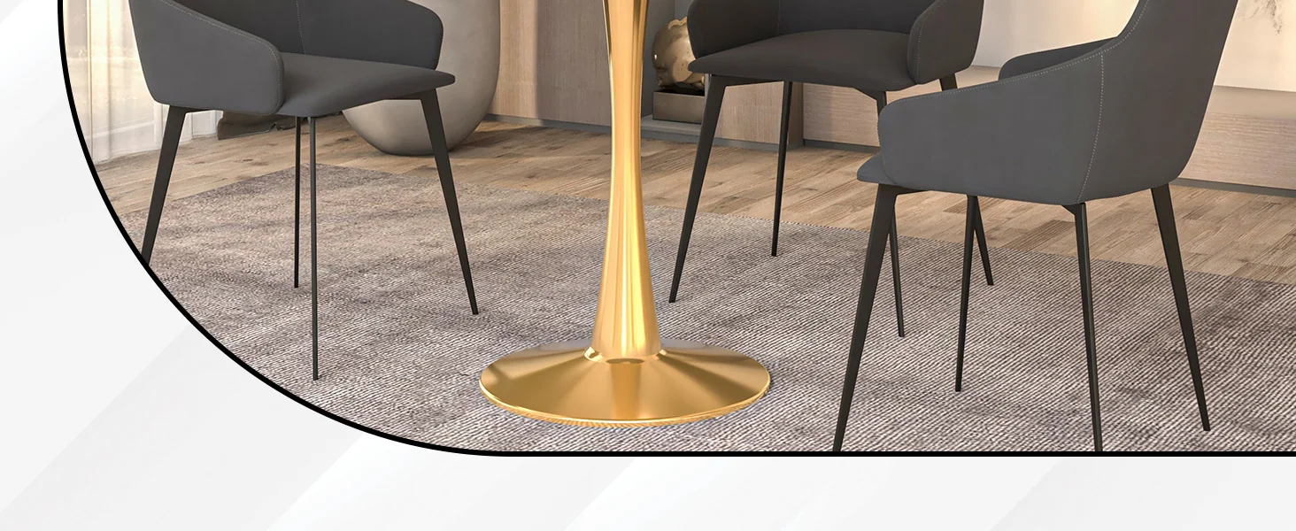 Bristol 27" round dining table Gold Base With White Top